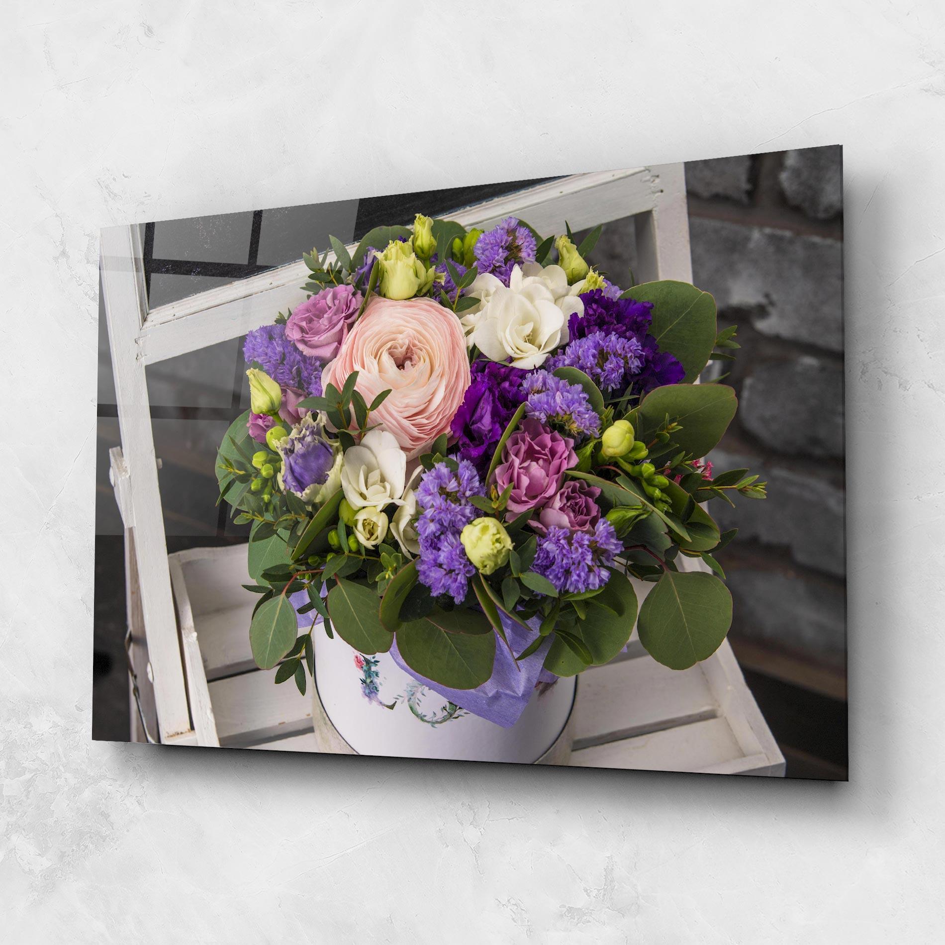 Glasbild Big Pink Rose Bouquet mockup 1