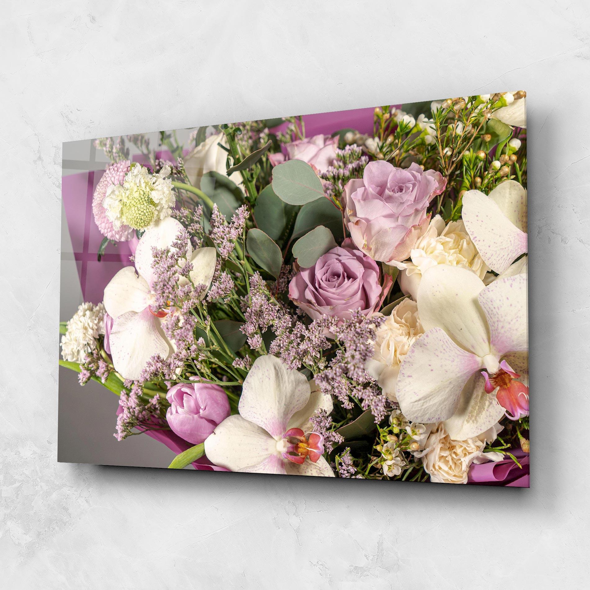 Glasbild Cute Purple Bouquet mockup 1