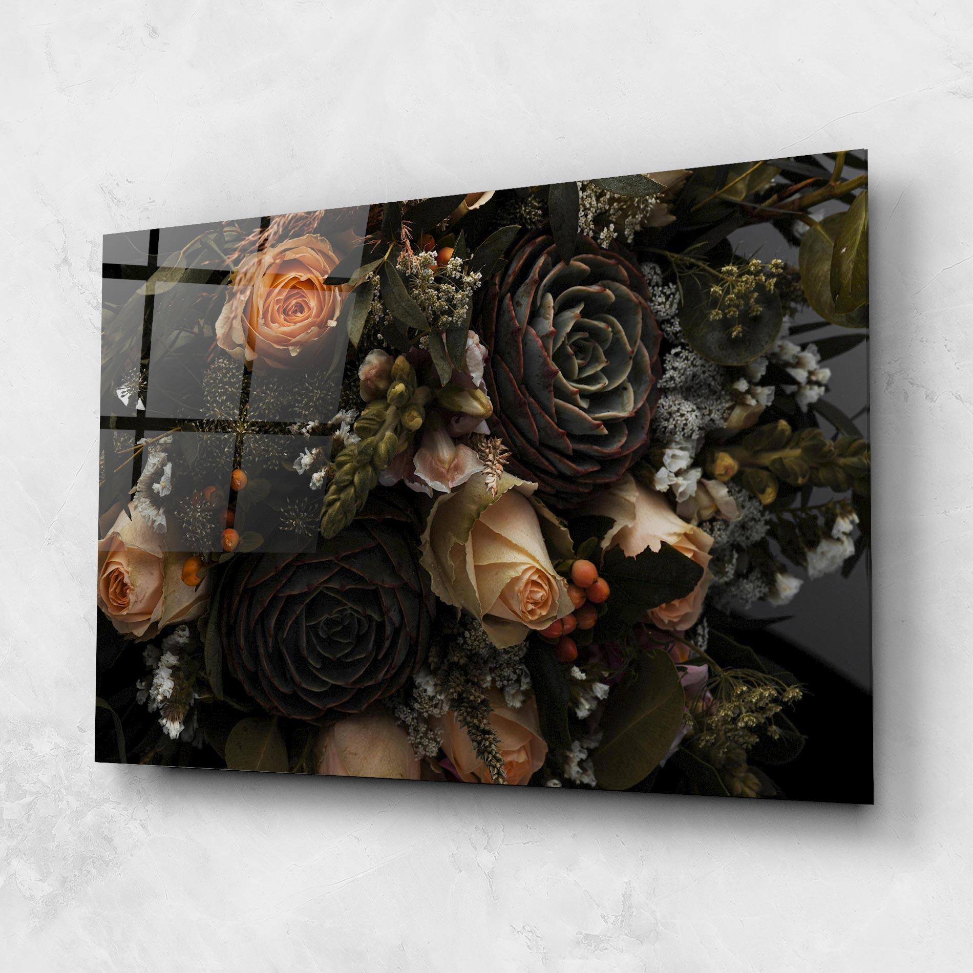 Glasbild Luxurious Black Bouquet mockup 1