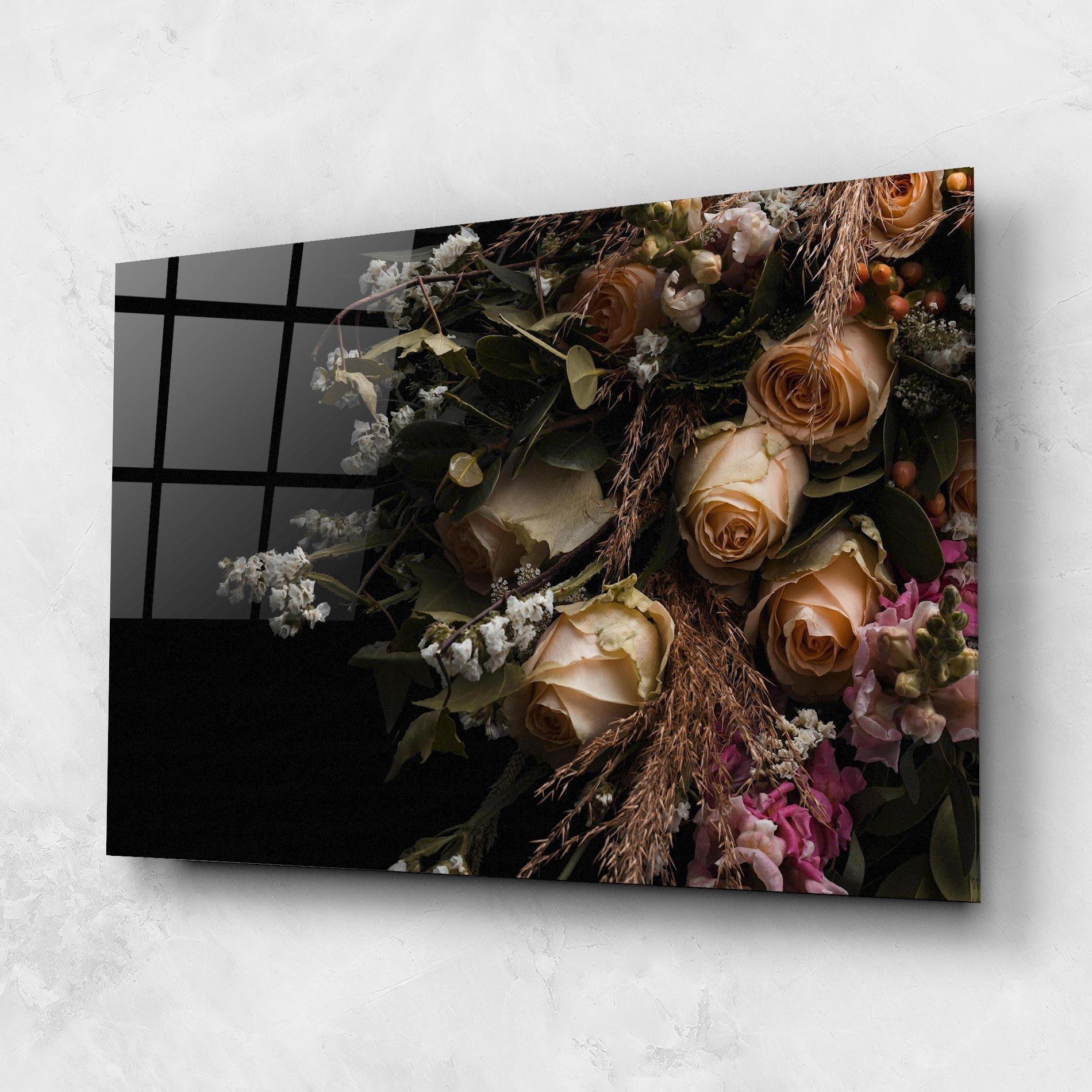 Glasbild Luxurious Cream Bouquet mockup 1