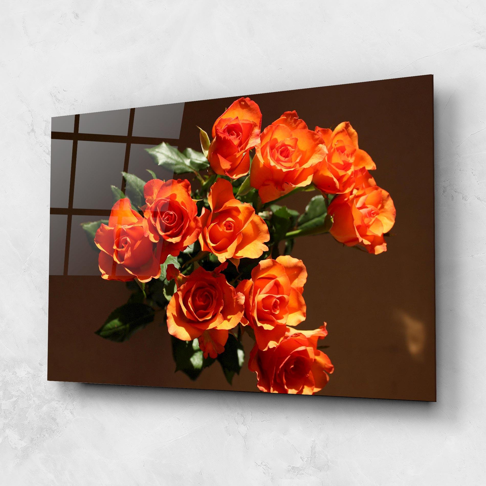 Glasbild Orange Roses Bouquet mockup 1