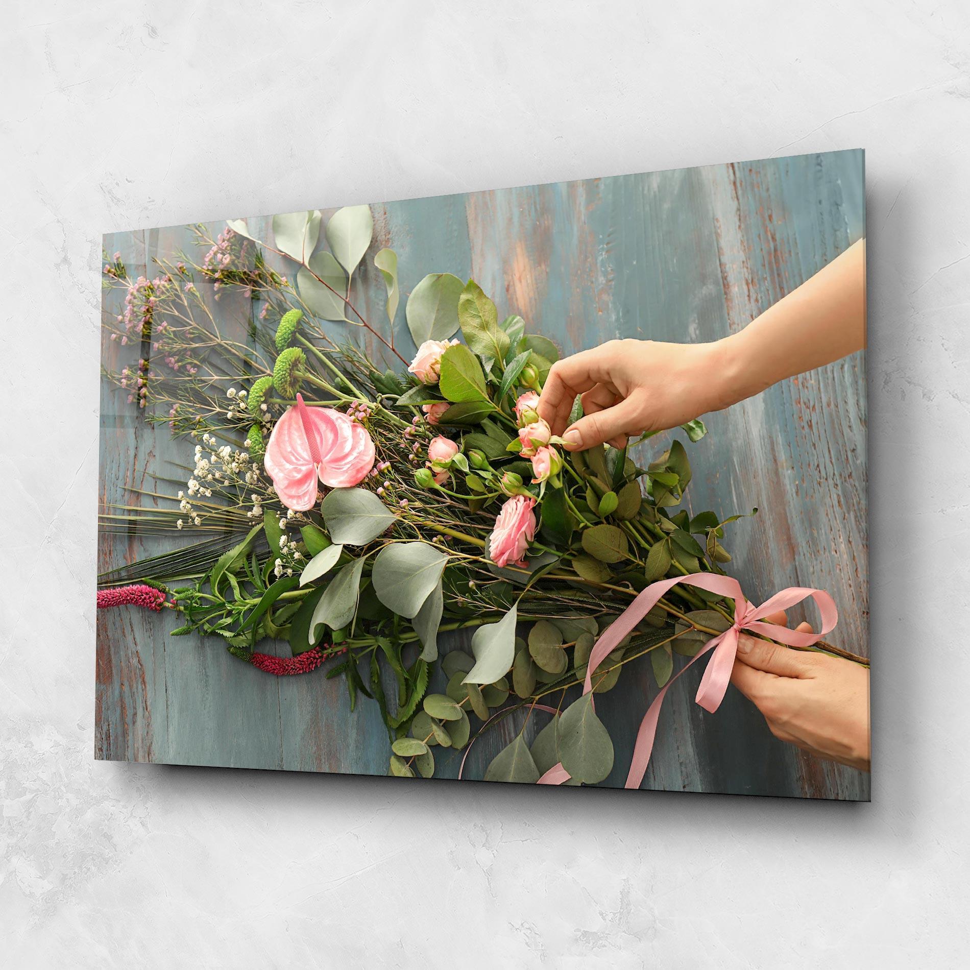 Glasbild Preparing Bouquet mockup 1
