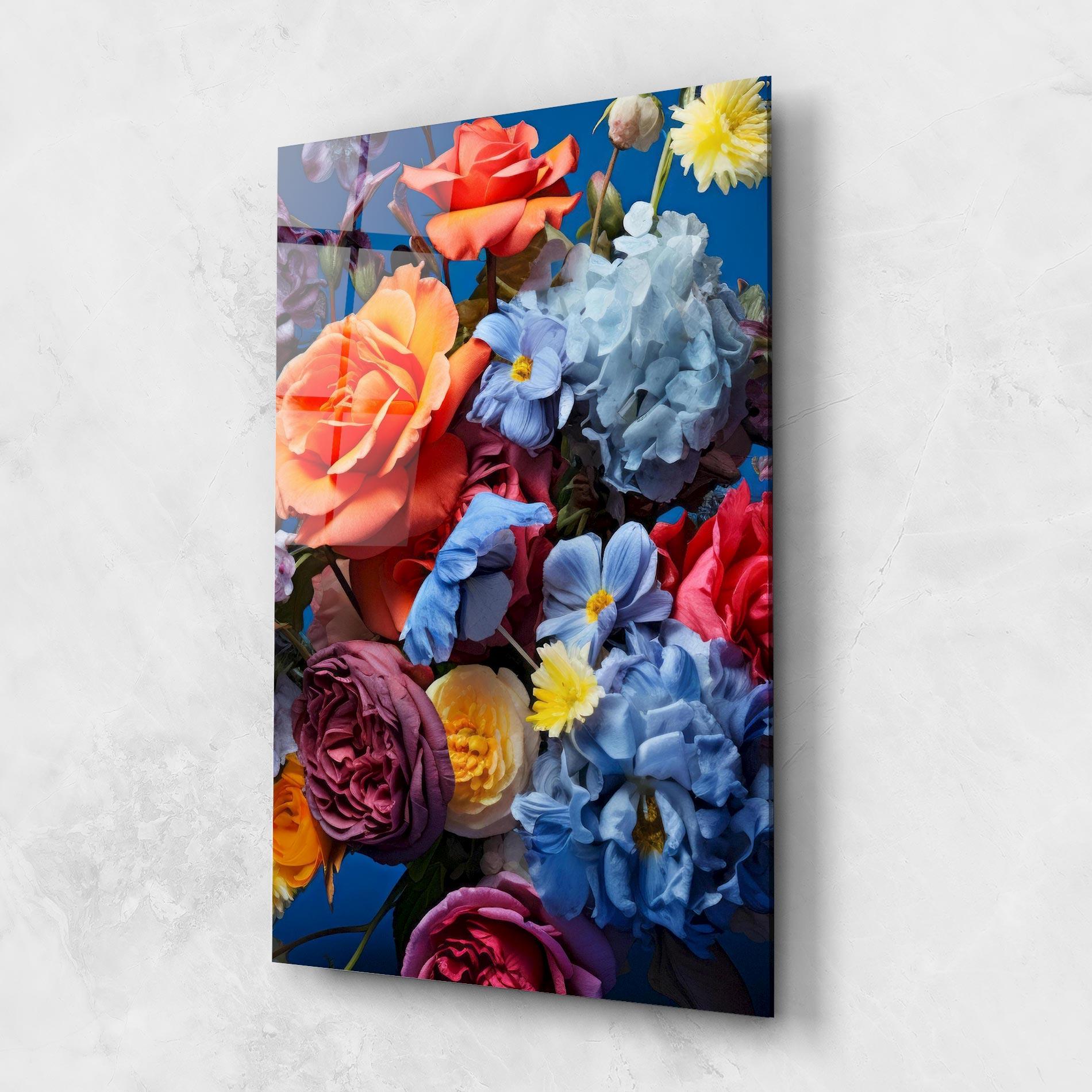 Glasbild Blue Orange Bouquet mockup 1