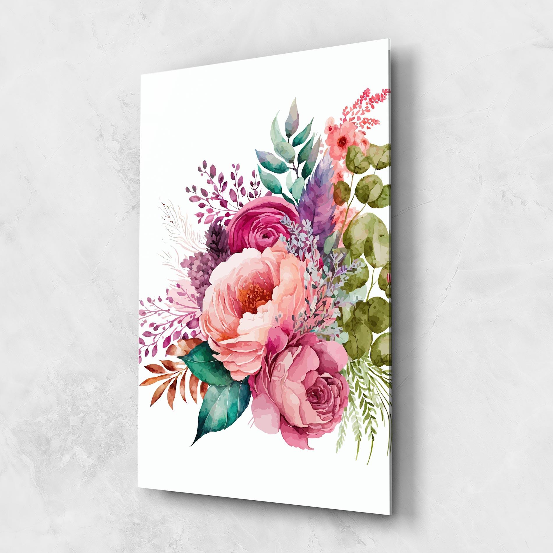 Glasbild Bouquet Of Pink Roses mockup 1