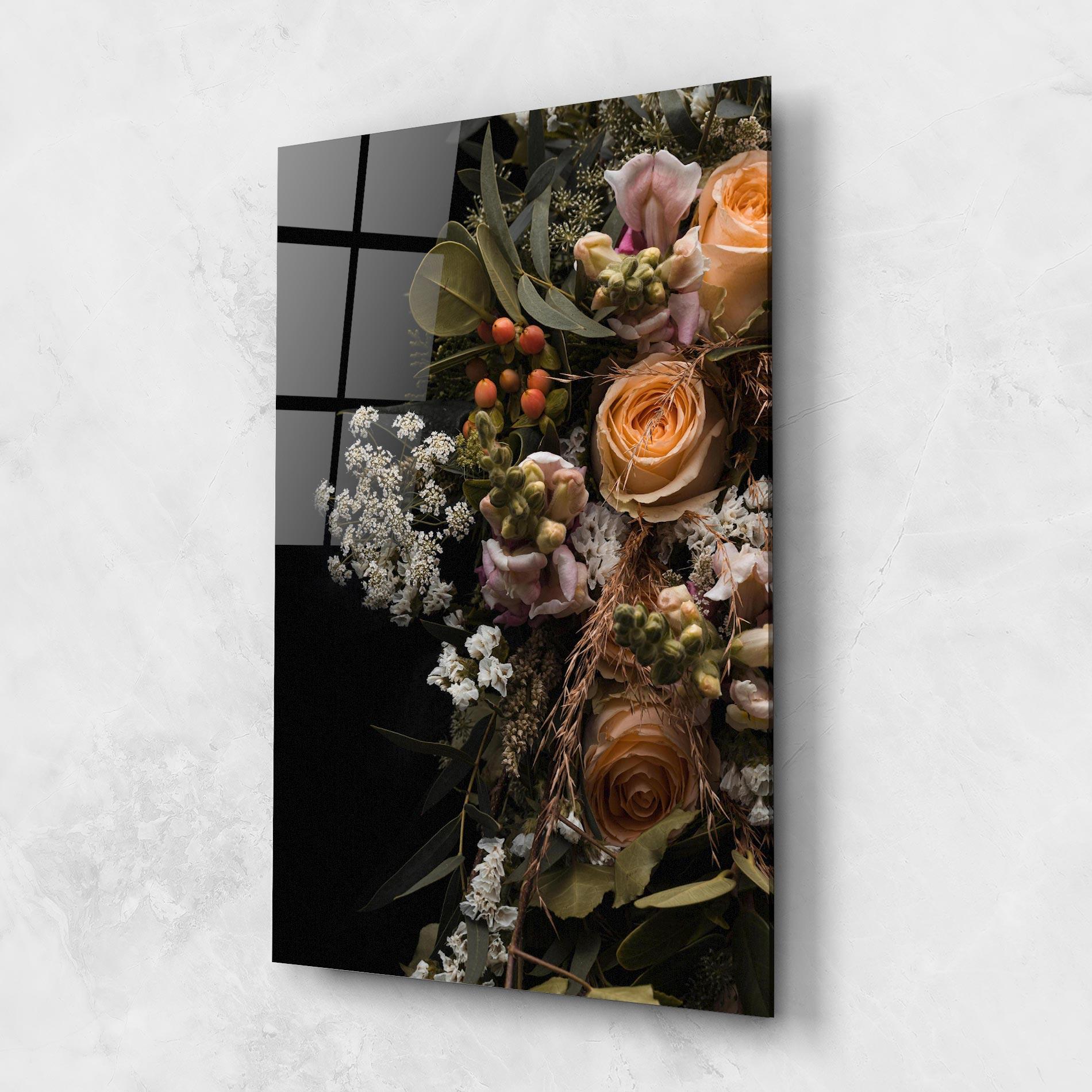 Glasbild Dark Flower Bouquet mockup 1