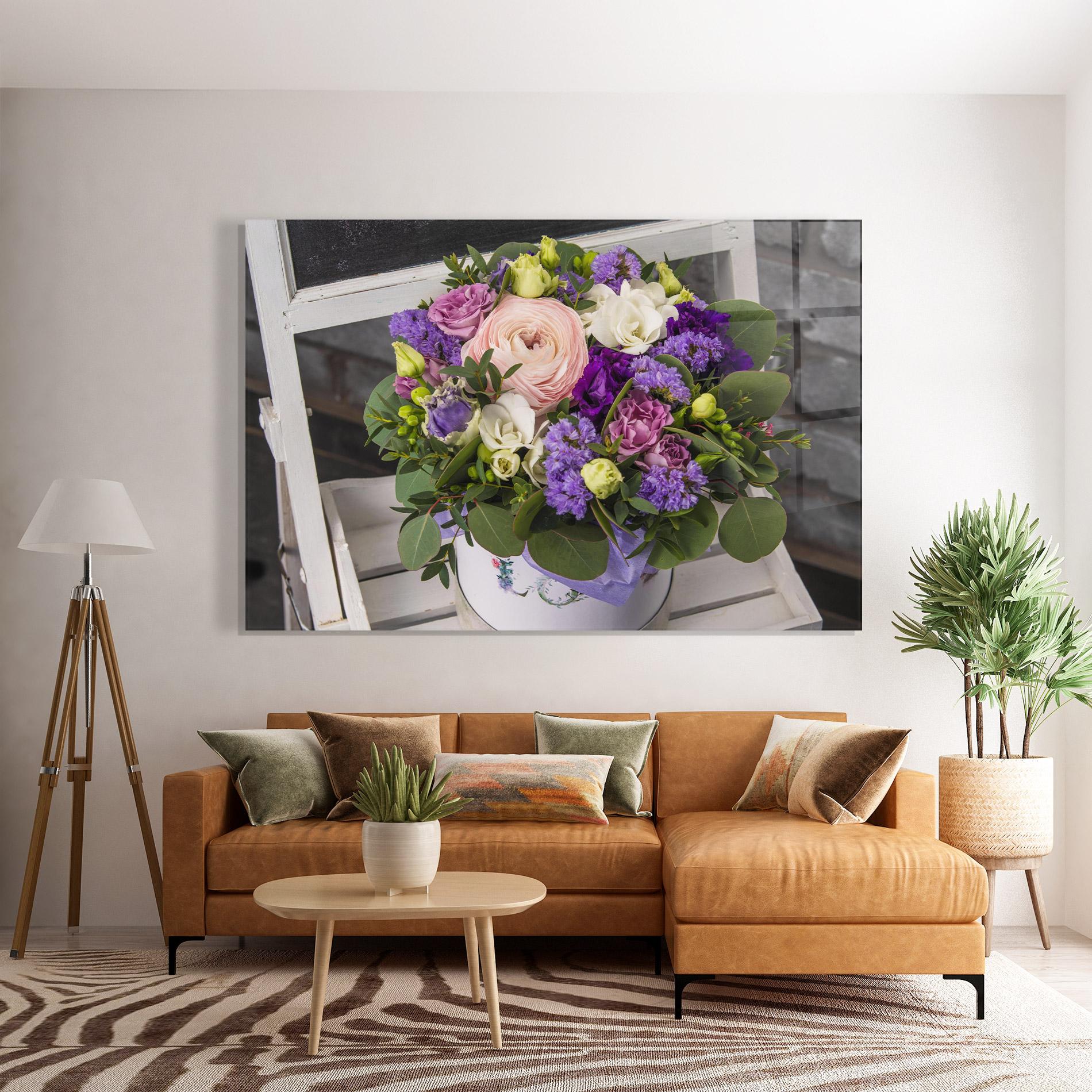 Glasbild Big Pink Rose Bouquet mockup 7