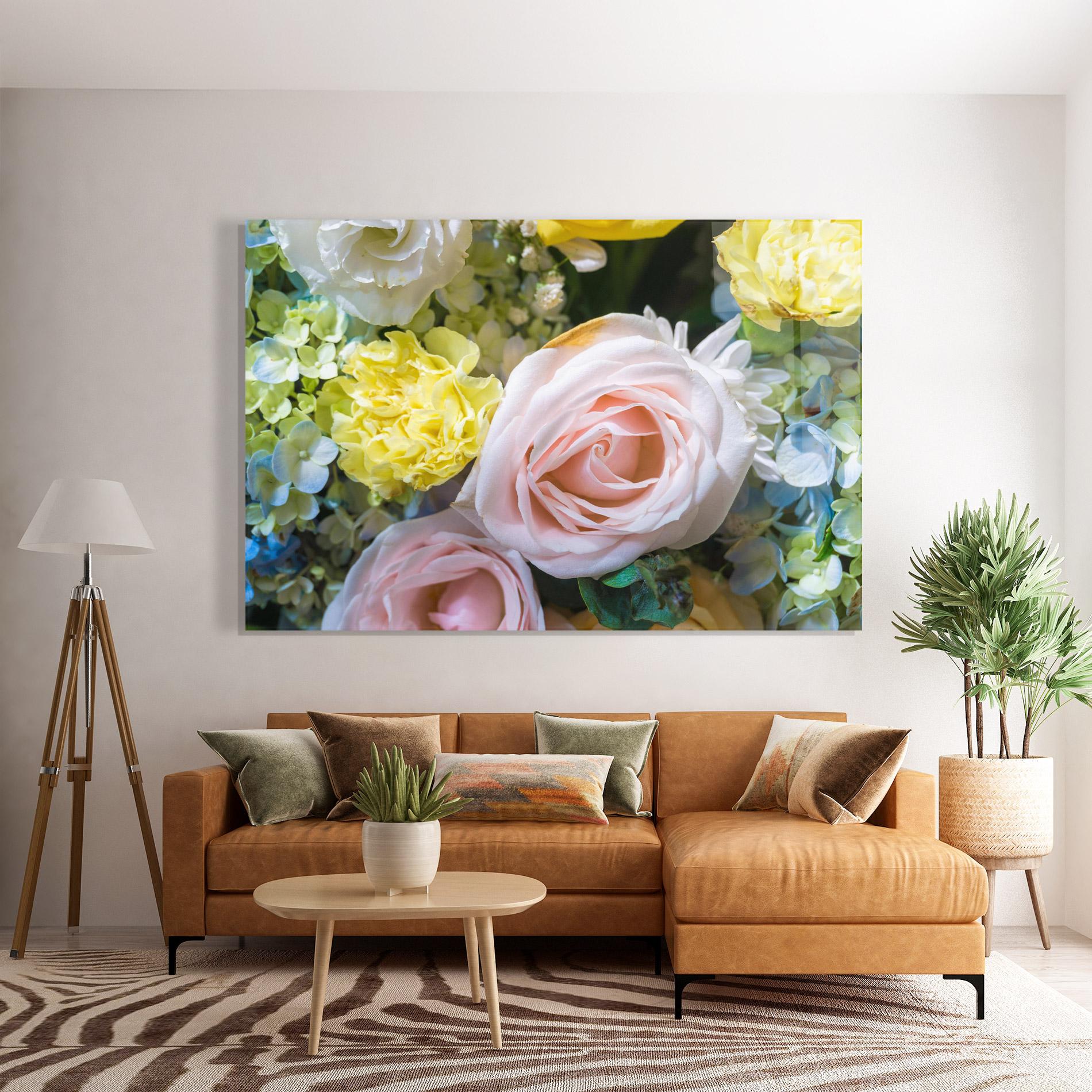 Glasbild Bouquet Light Pink mockup 7