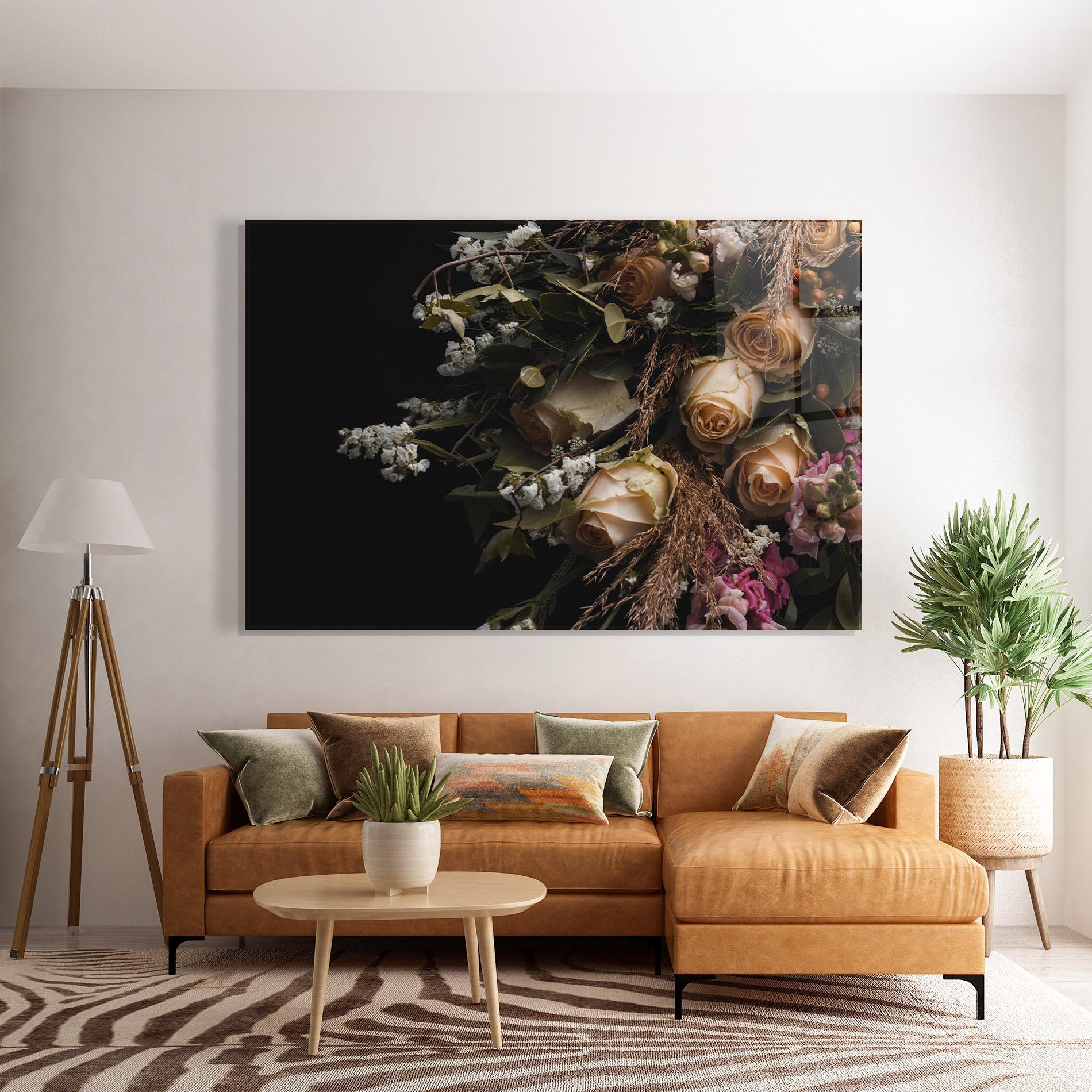 Glasbild Luxurious Cream Bouquet mockup 7