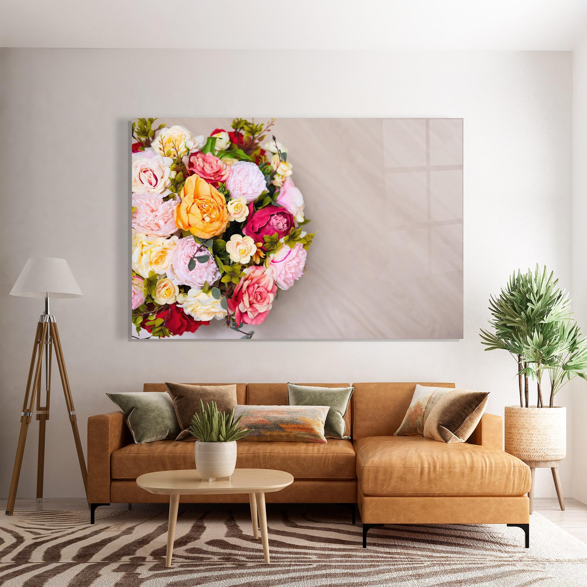 Glasbild Orange Purple Bouquet mockup 7