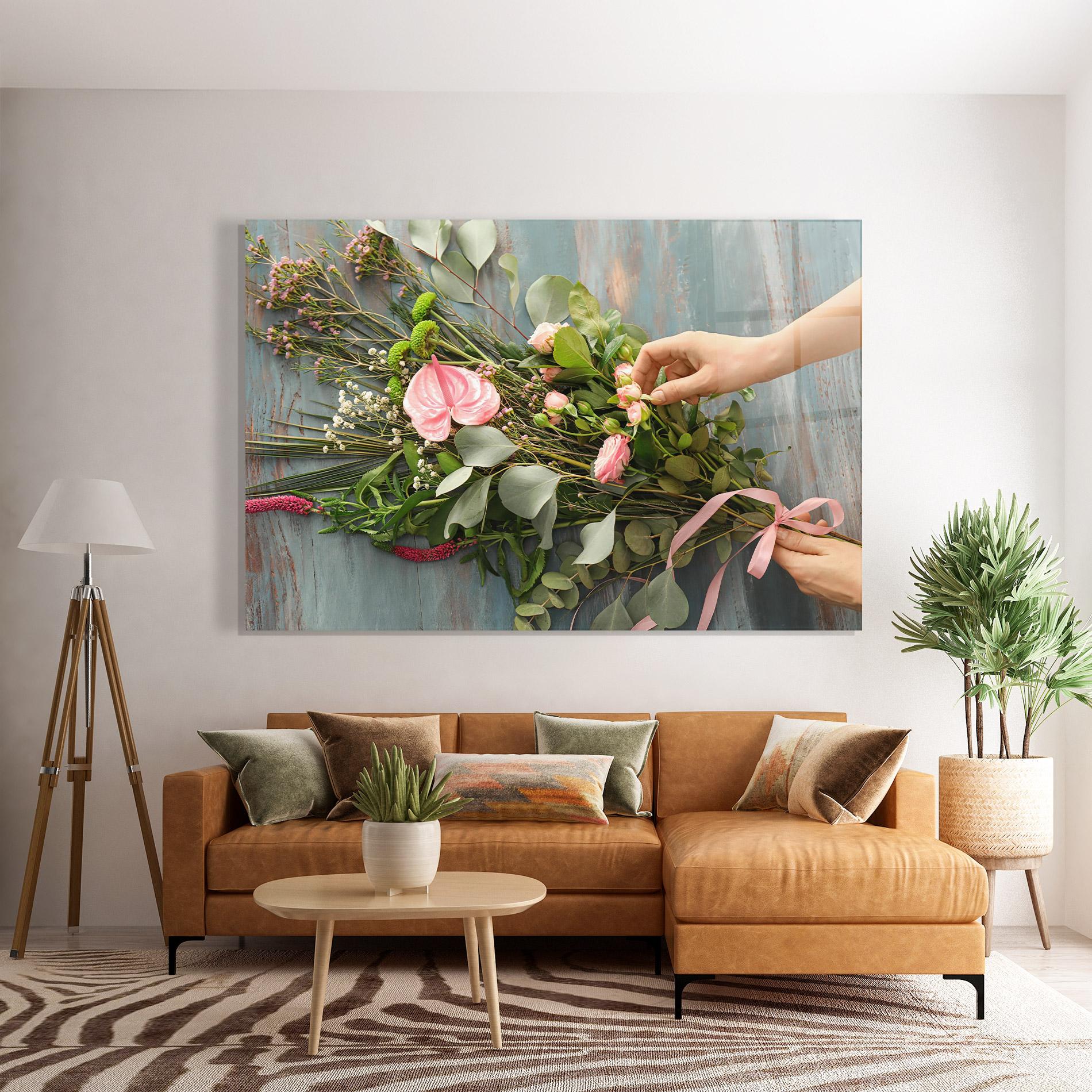 Glasbild Preparing Bouquet mockup 7