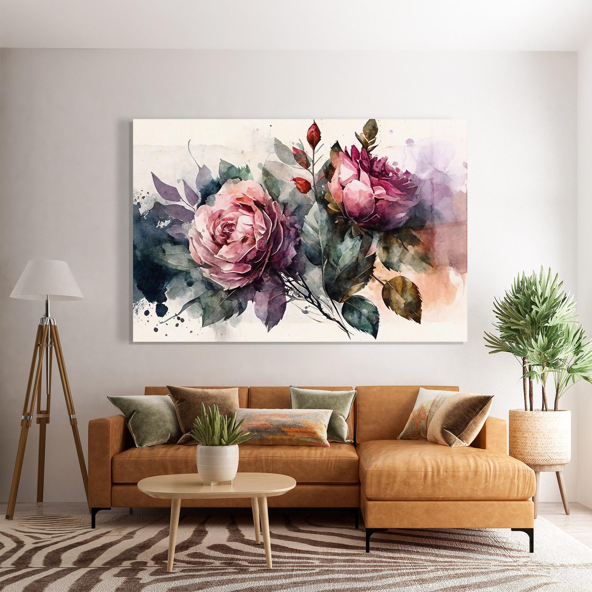 Glasbild Roses Bouquet Art mockup 7