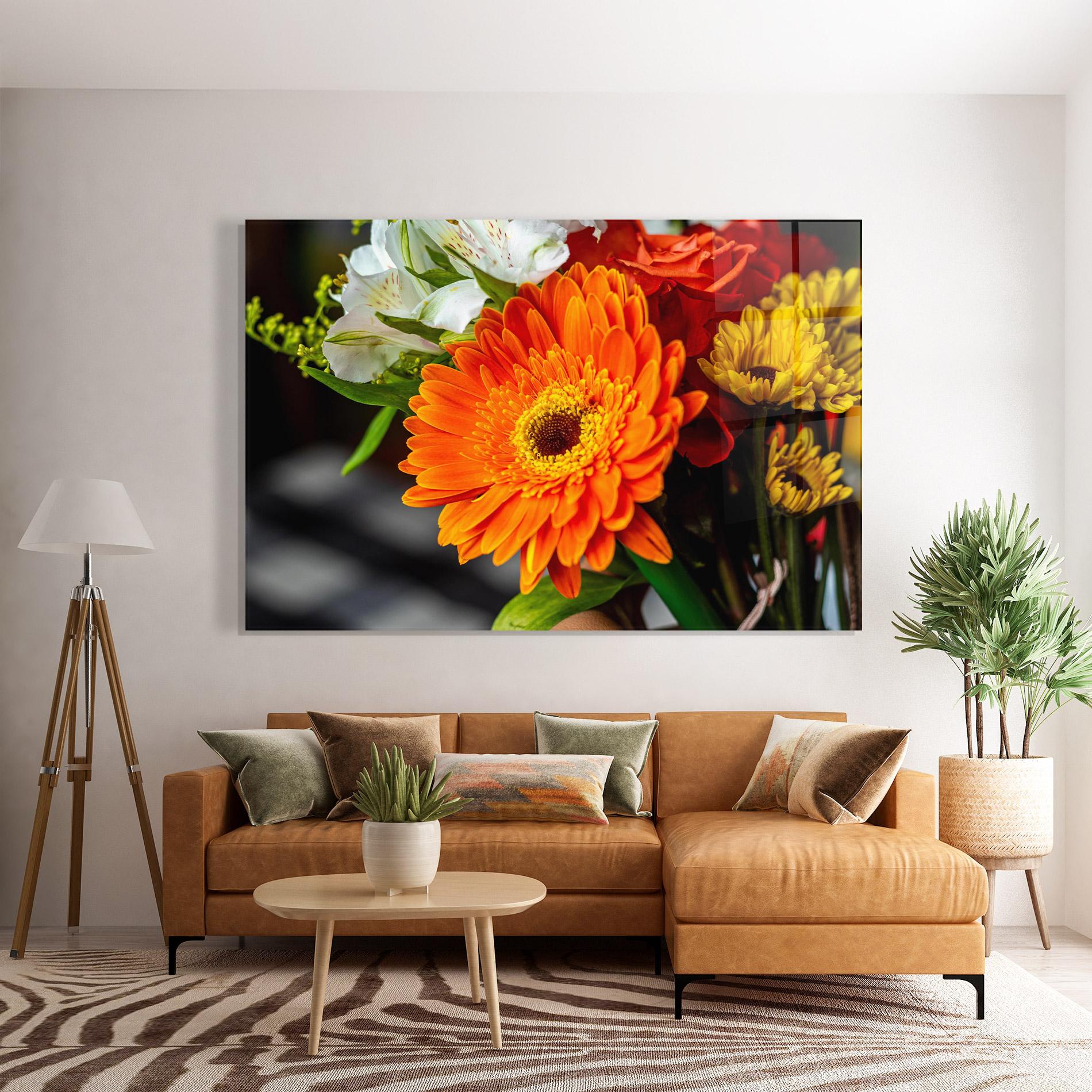 Glasbild Strong Orange Bouquet mockup 7