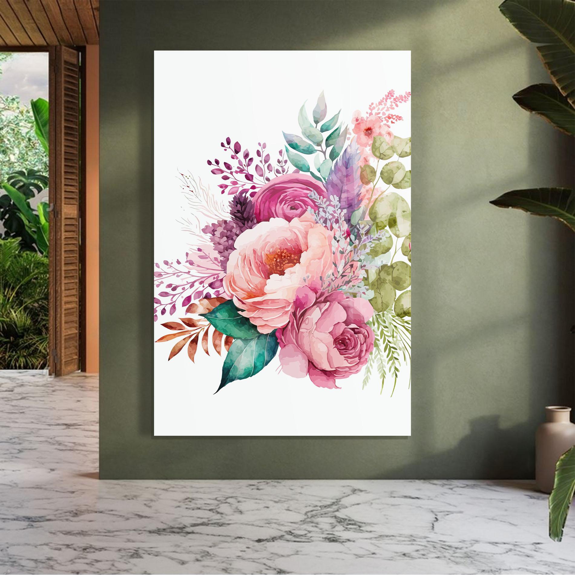 Glasbild Bouquet Of Pink Roses mockup 7