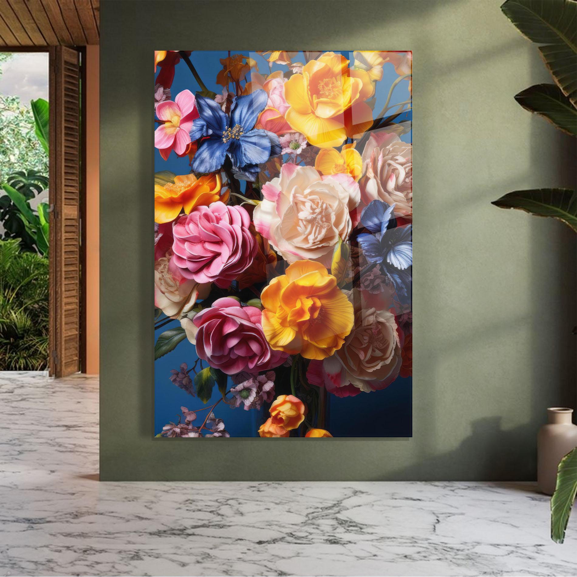 Glasbild Colorful Flower Bouquet mockup 7