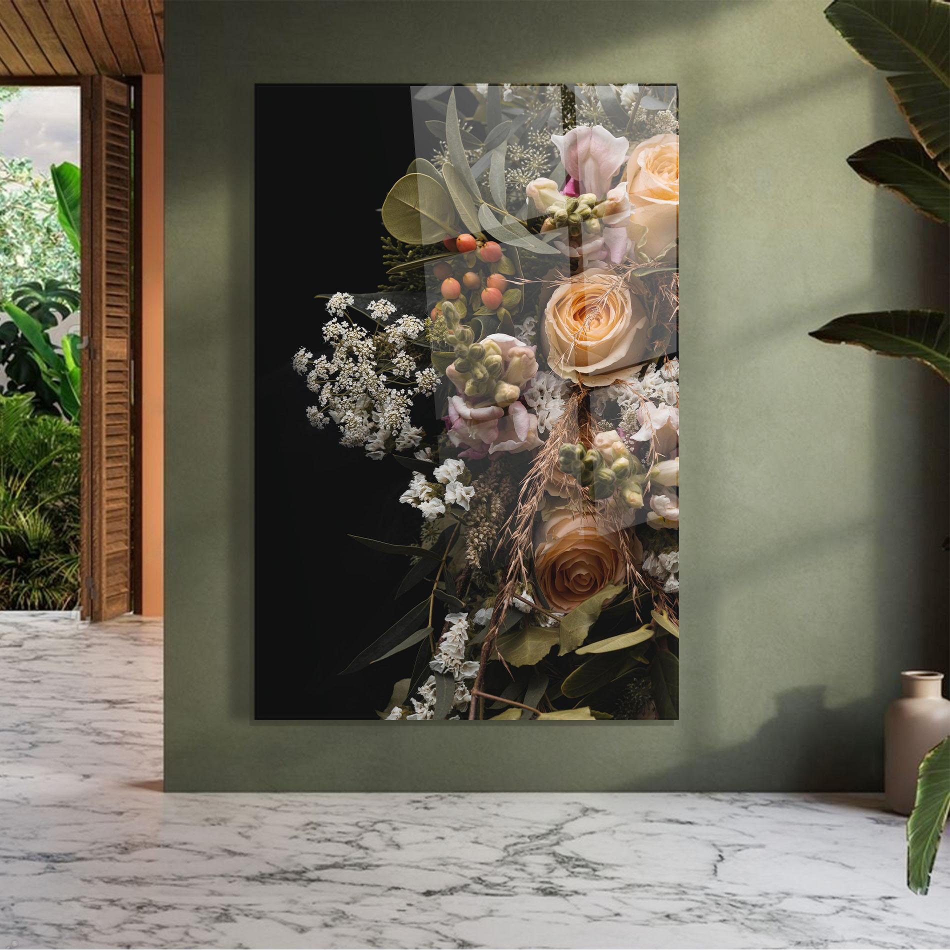 Glasbild Dark Flower Bouquet mockup 7