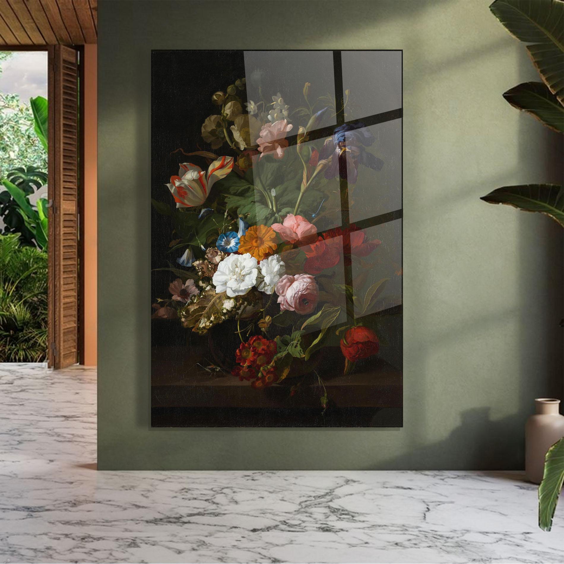 Glasbild Dark Flowers Bouquet mockup 7