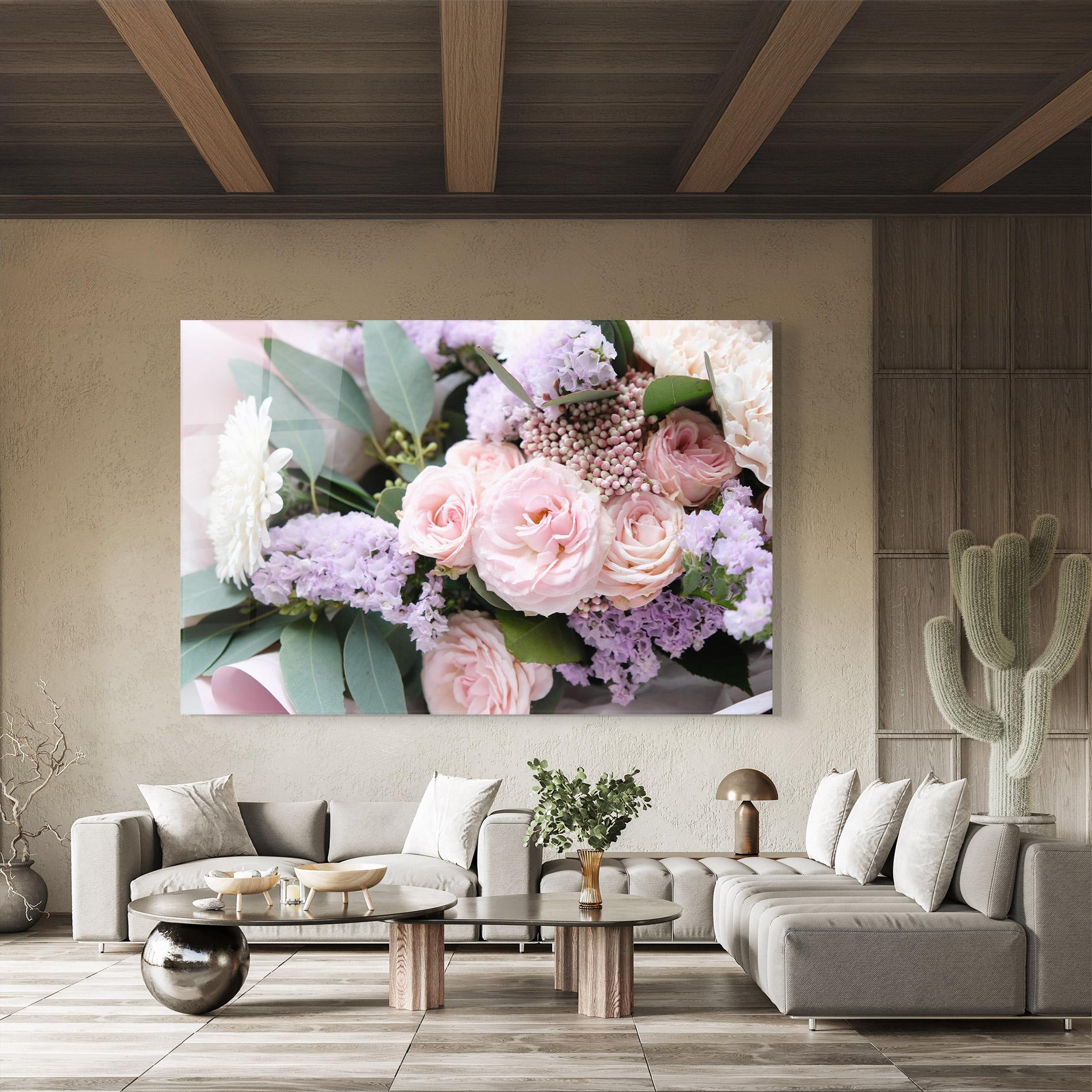 Glasbild Beautiful Pink Roses mockup 8