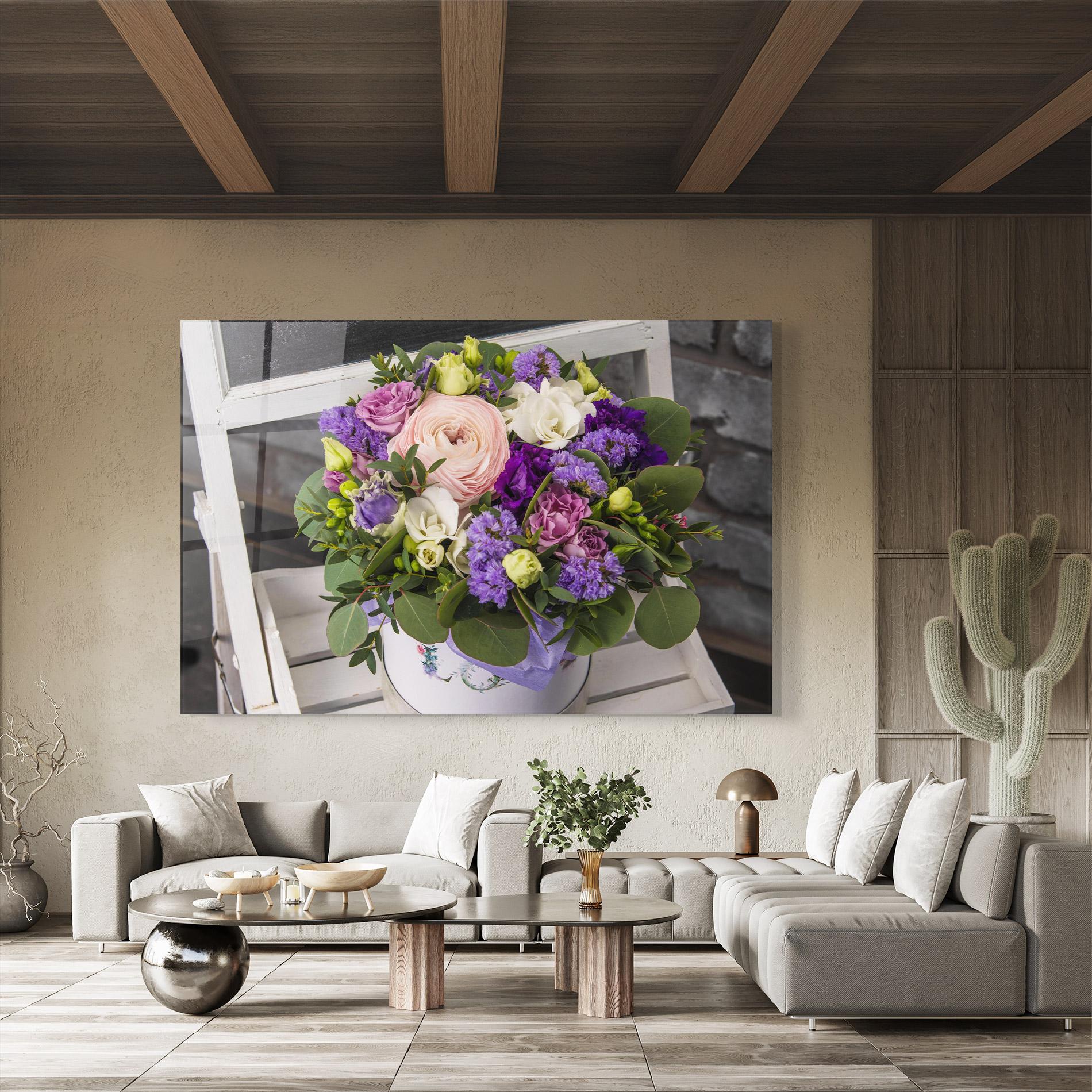 Glasbild Big Pink Rose Bouquet mockup 8