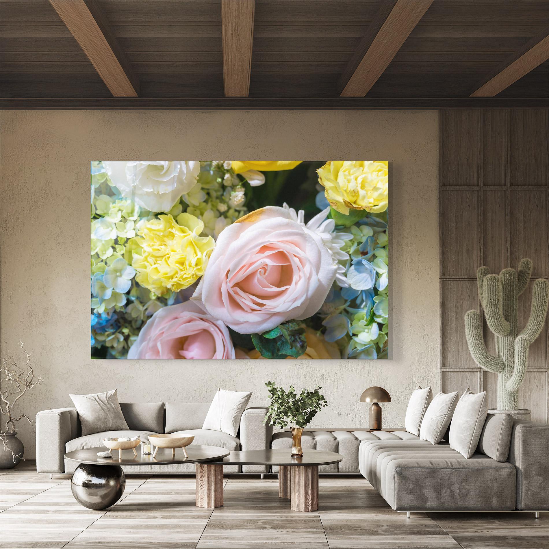 Glasbild Bouquet Light Pink mockup 8