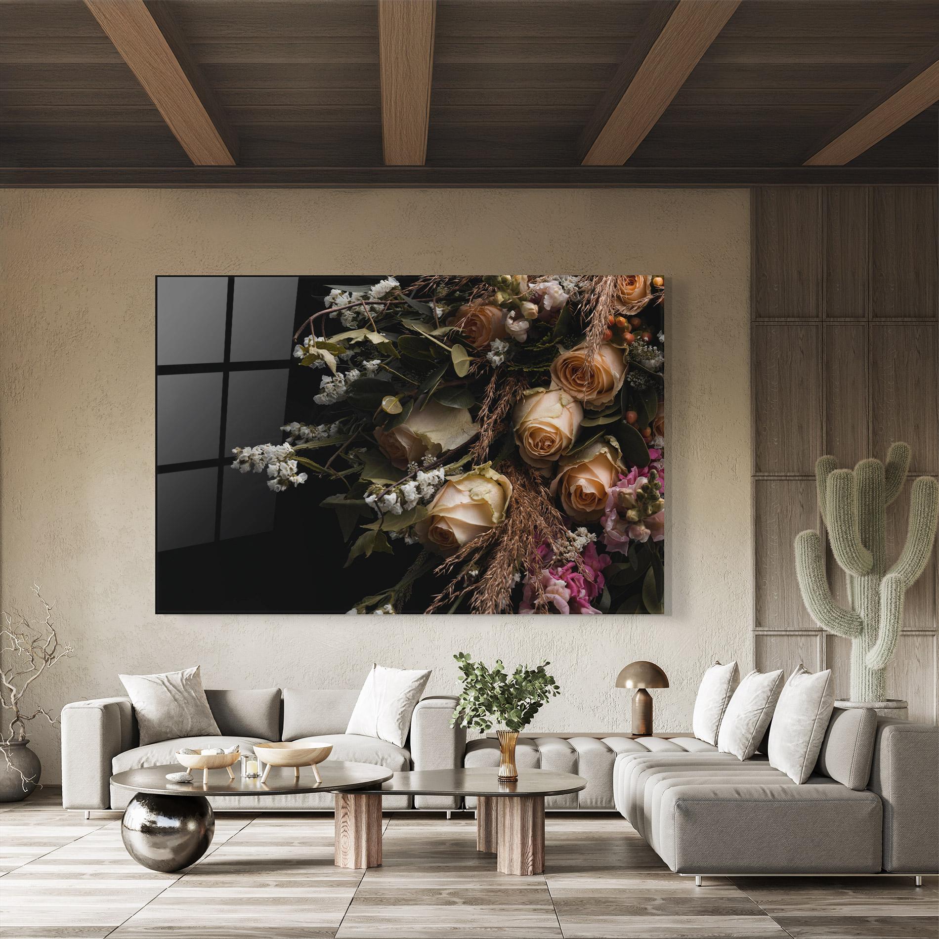 Glasbild Luxurious Cream Bouquet mockup 8
