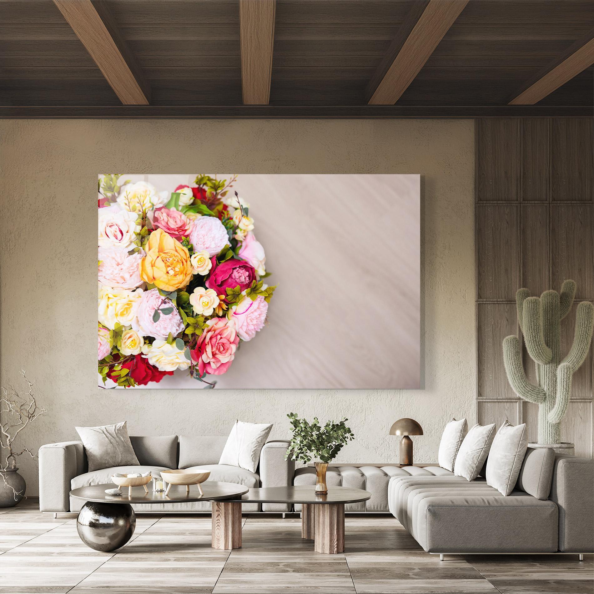 Glasbild Orange Purple Bouquet mockup 8