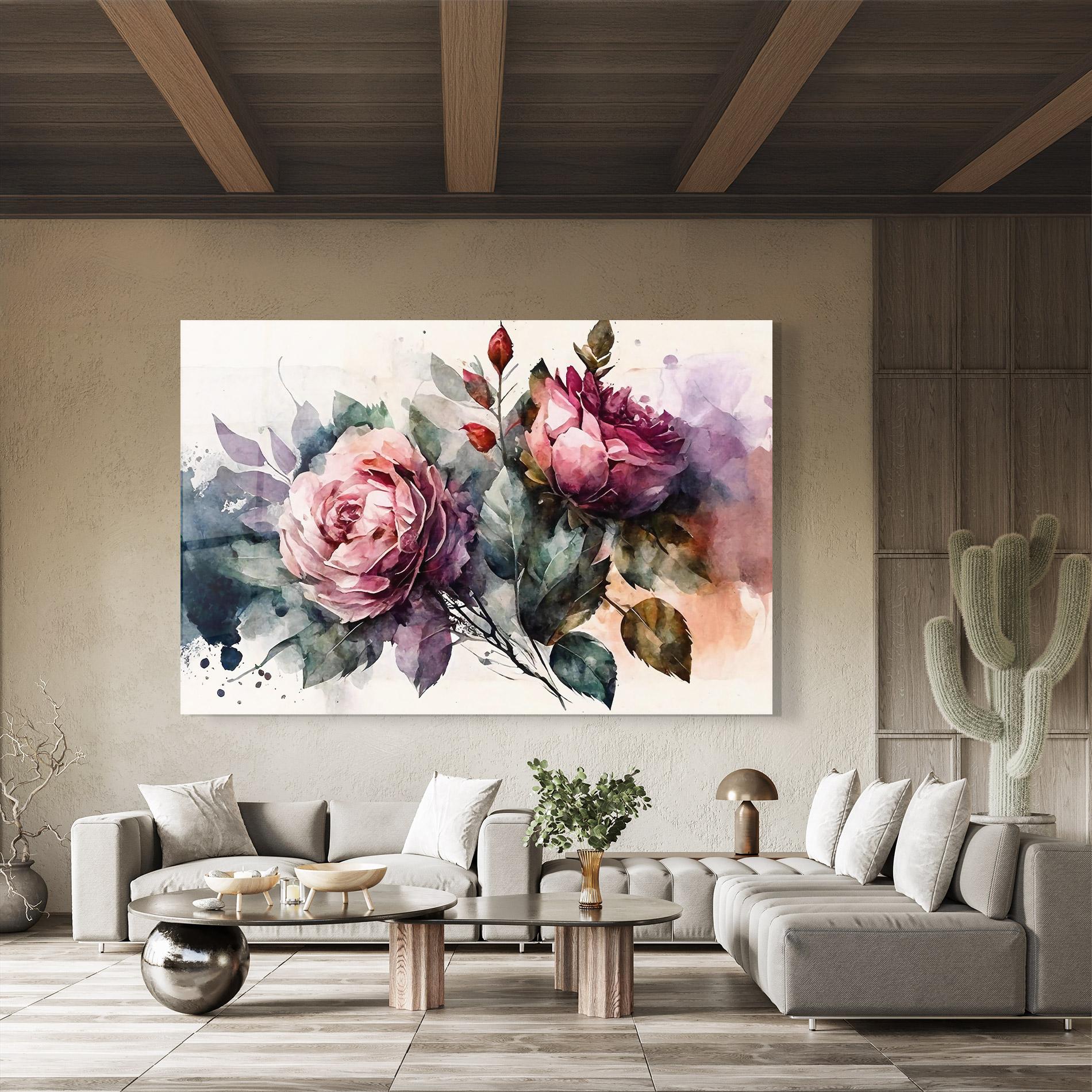 Glasbild Roses Bouquet Art mockup 8