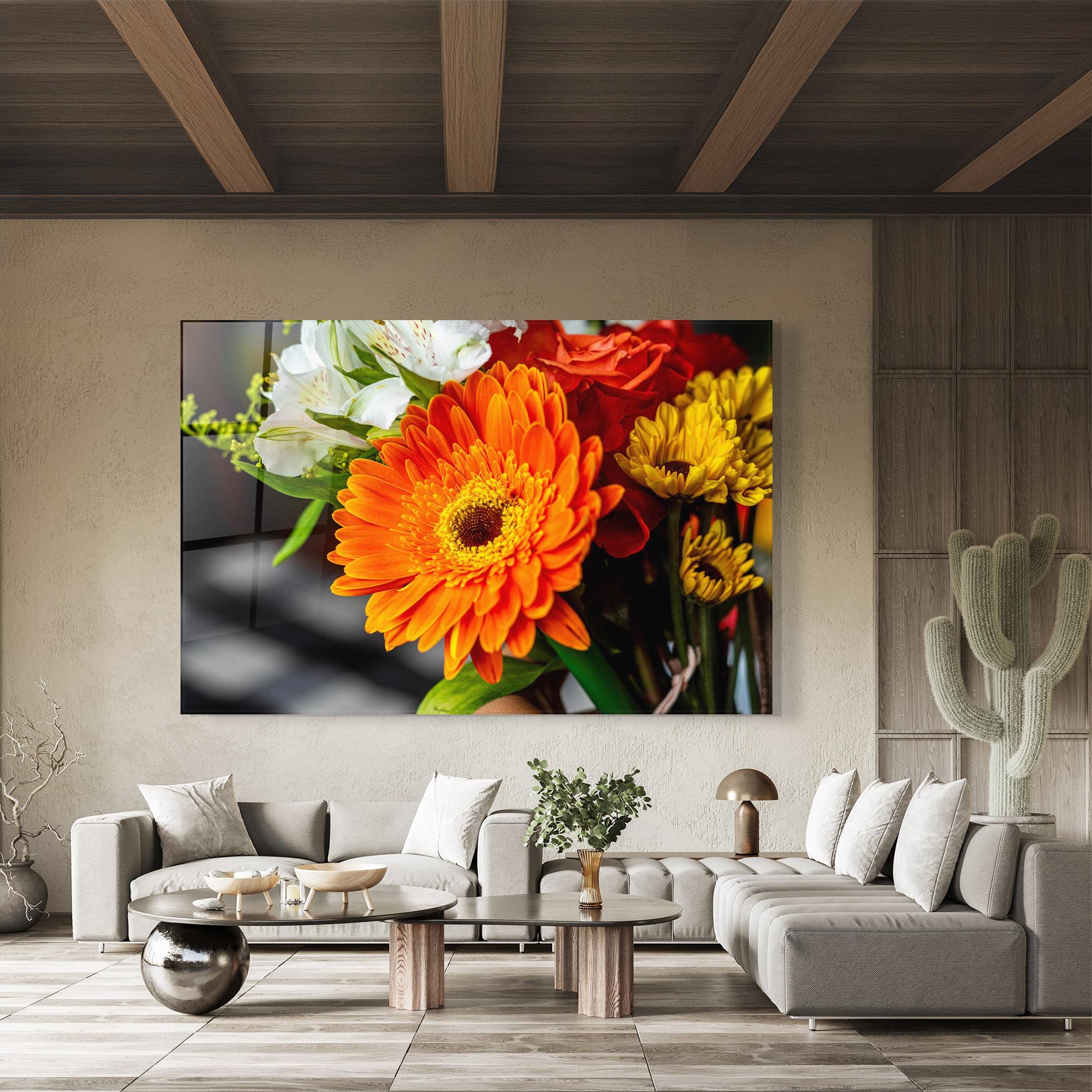 Glasbild Strong Orange Bouquet mockup 8