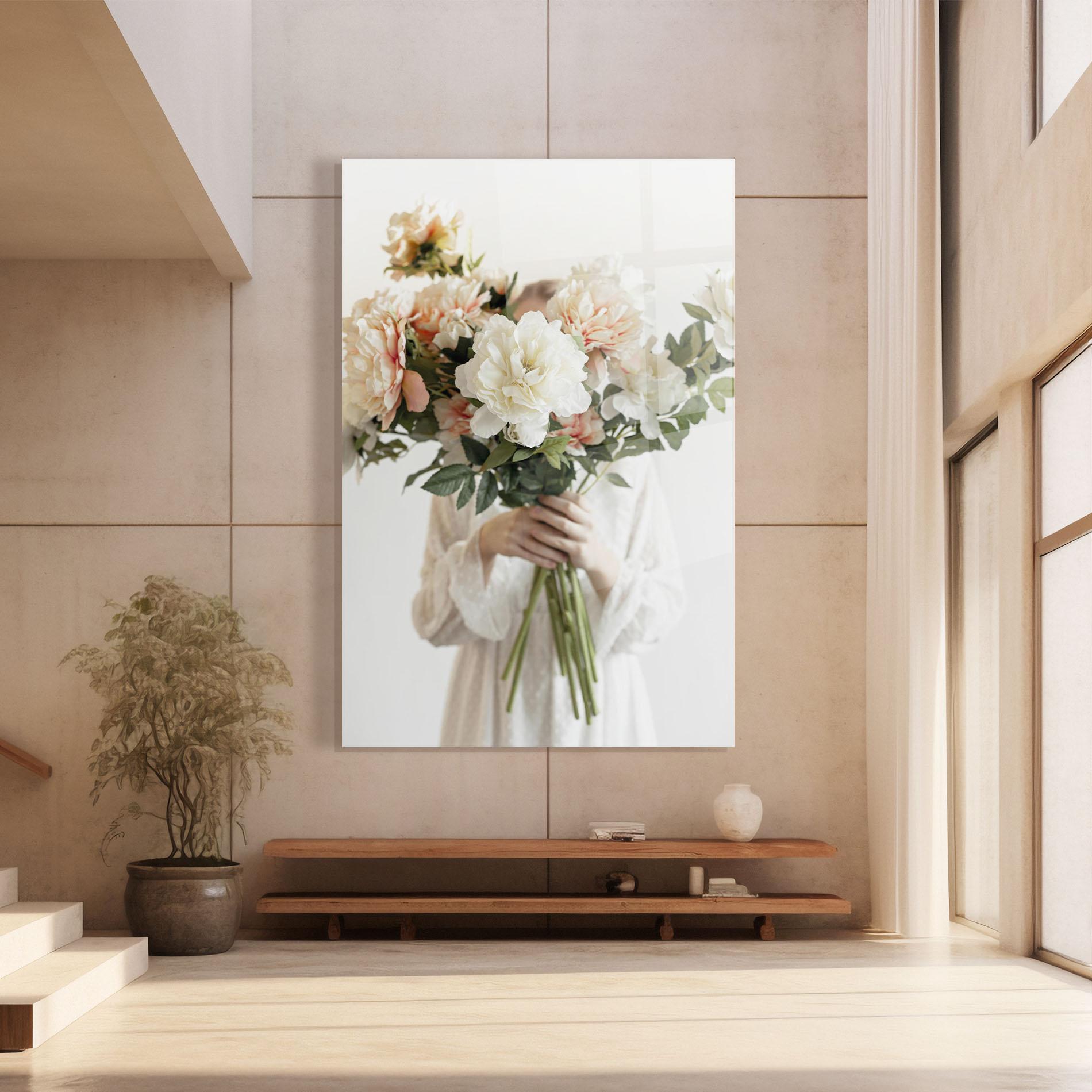 Glasbild Bouquet Holding mockup 8
