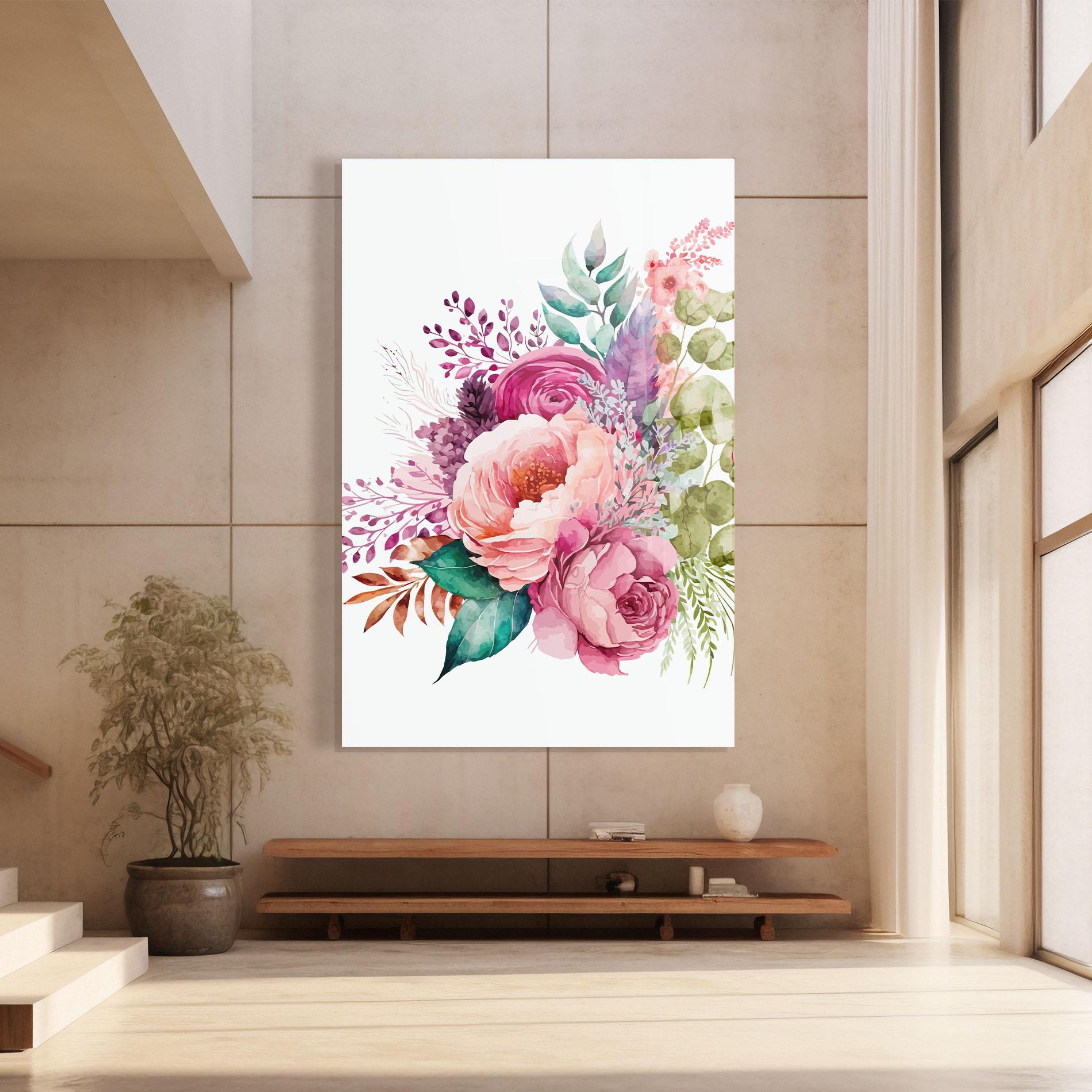 Glasbild Bouquet Of Pink Roses mockup 8