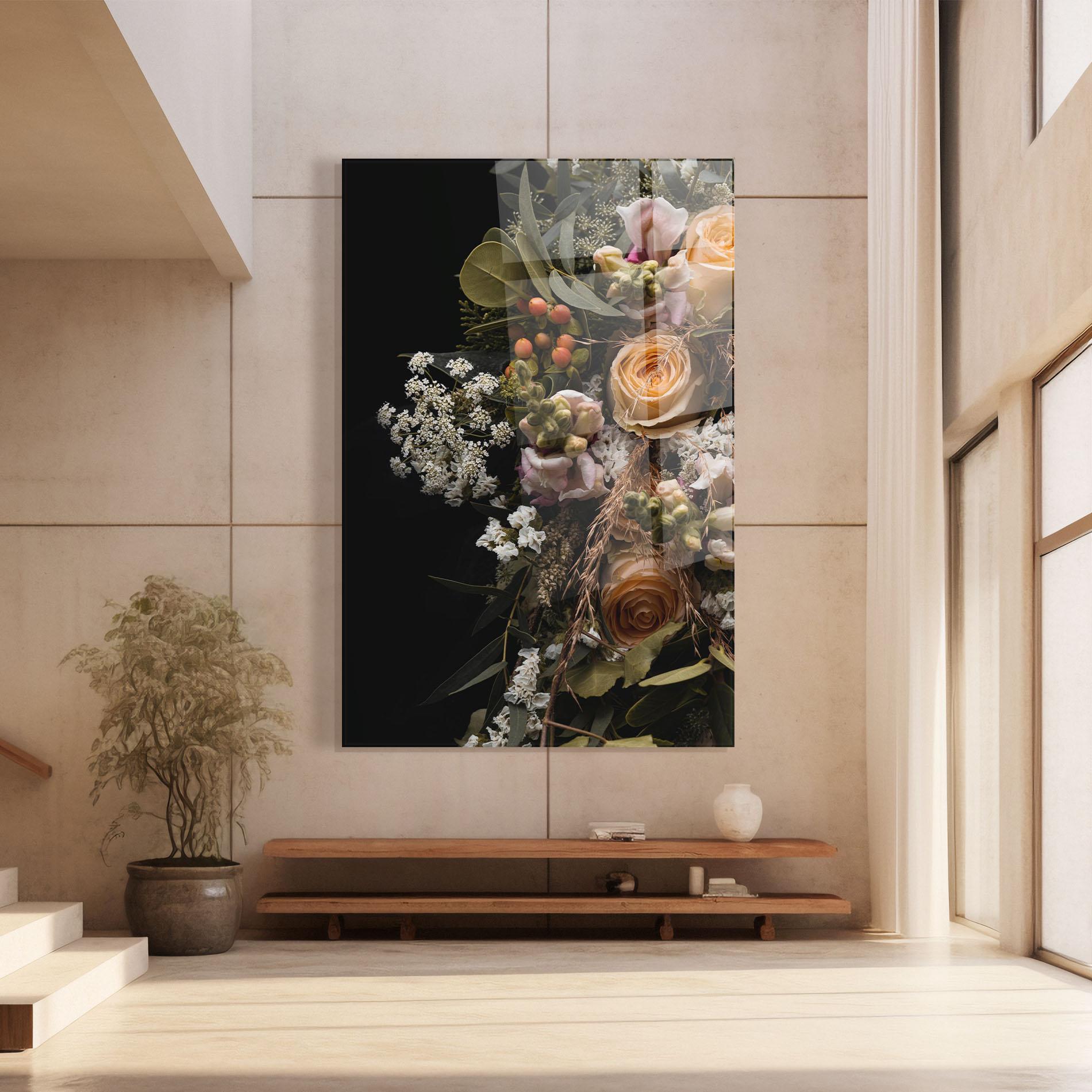 Glasbild Dark Flower Bouquet mockup 8