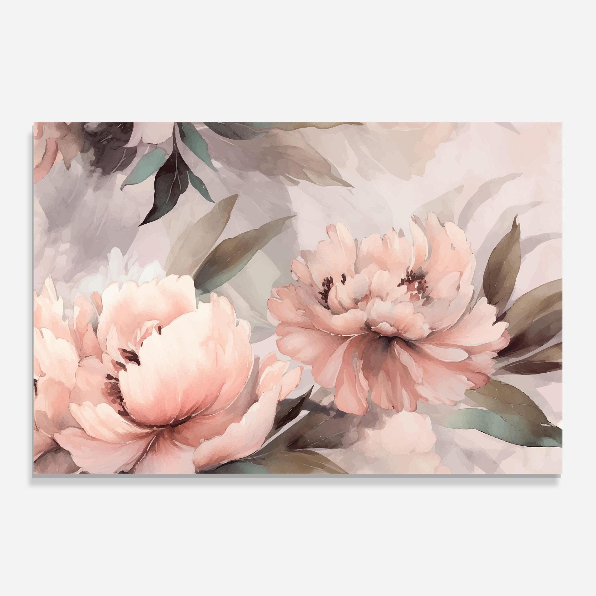 Glasbild Dreamy Peony Art mockup 0