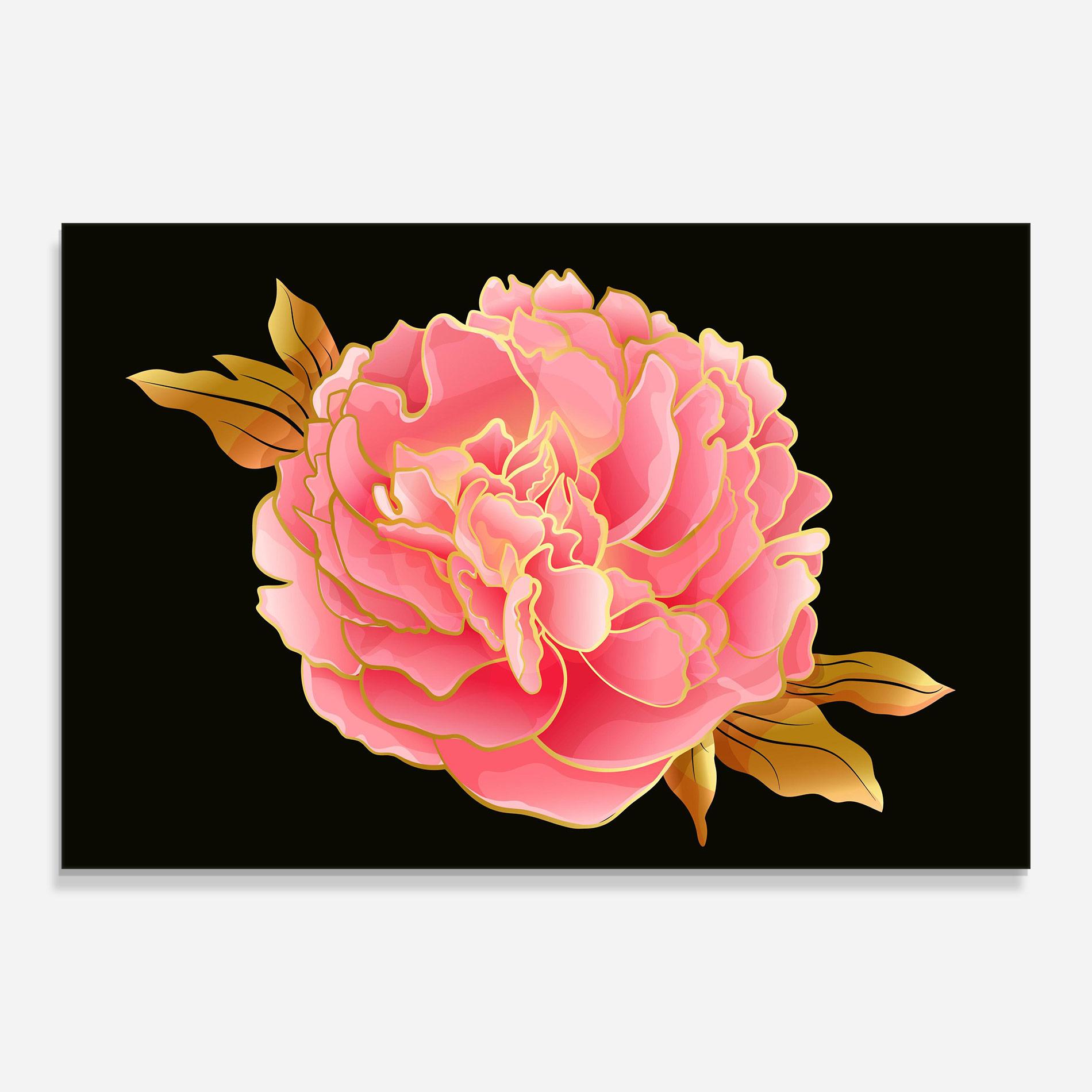 Glasbild Gold Pinkk Peony mockup 0