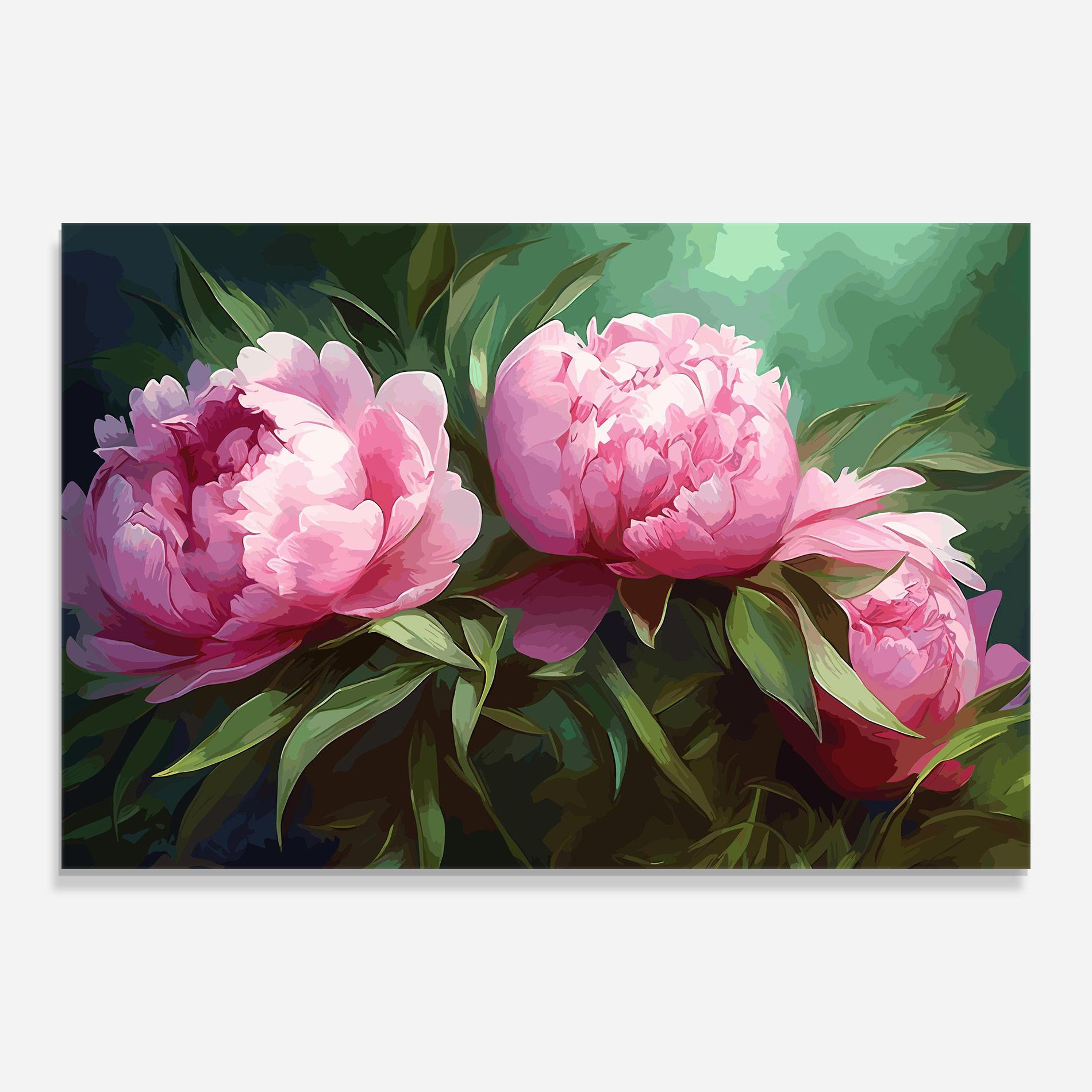 Glasbild Peonies Art mockup 0