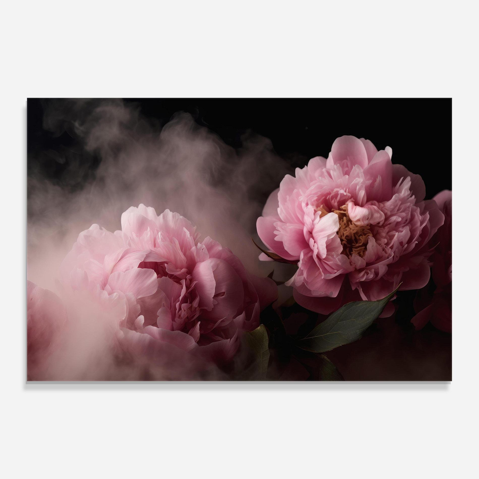 Glasbild Peony In Smoke mockup 0