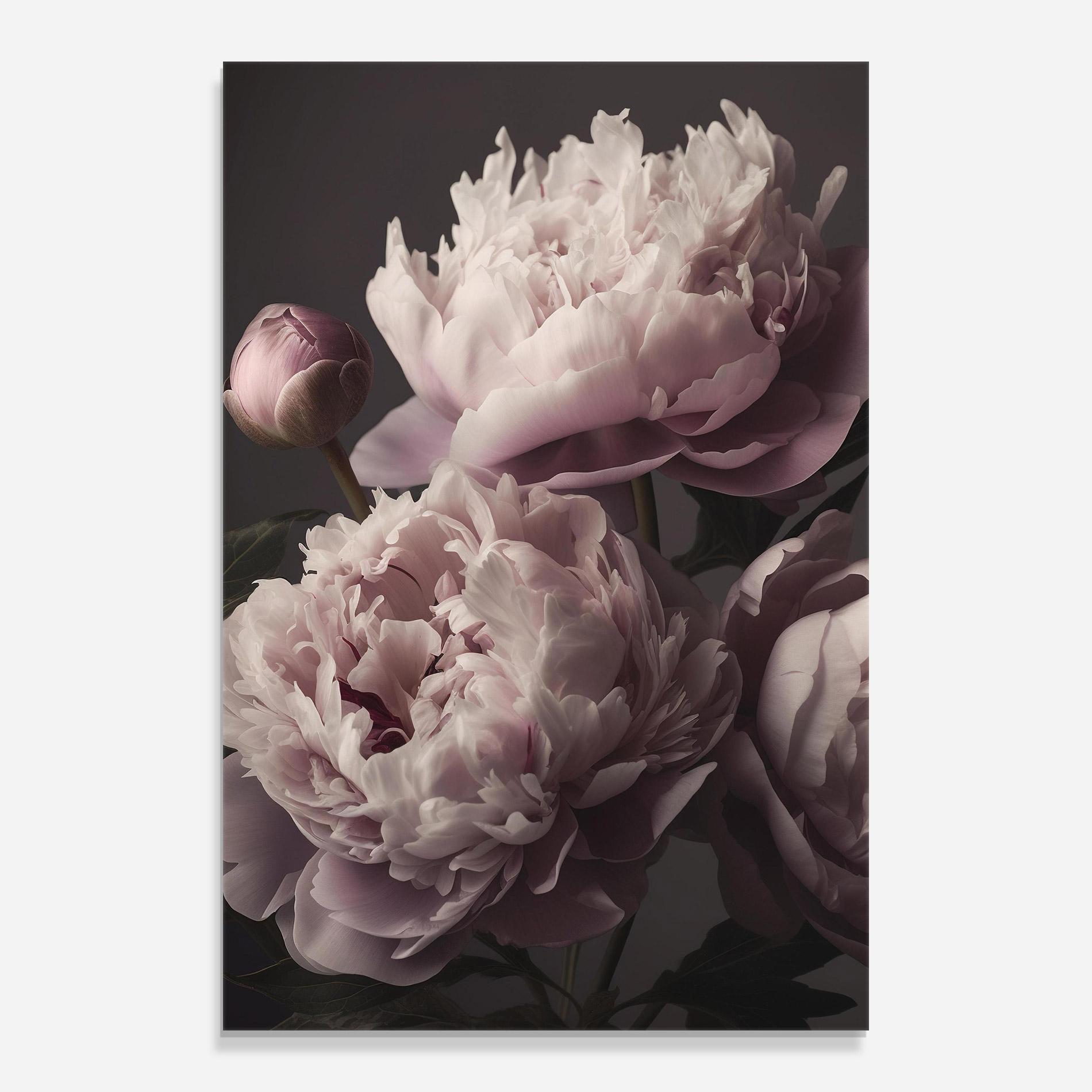 Glasbild Grey Pastel Pink Peony mockup 0