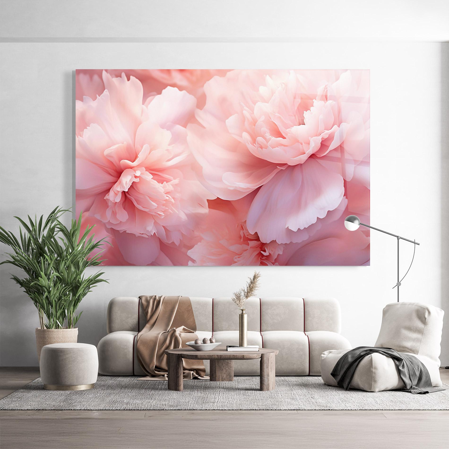 Glasbild Close Up Dreamy Peony mockup 9