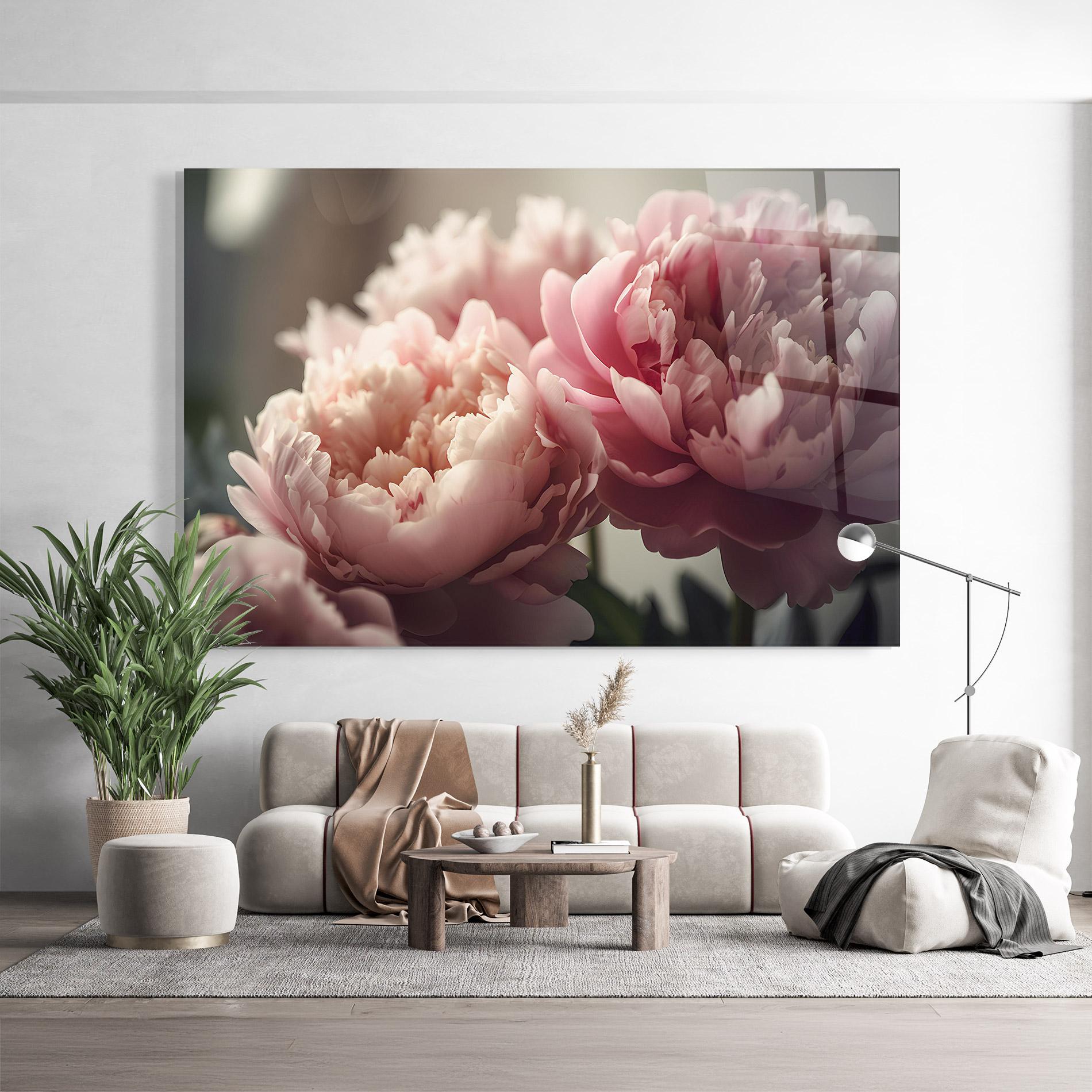 Glasbild Cream Dreamy Peony mockup 9