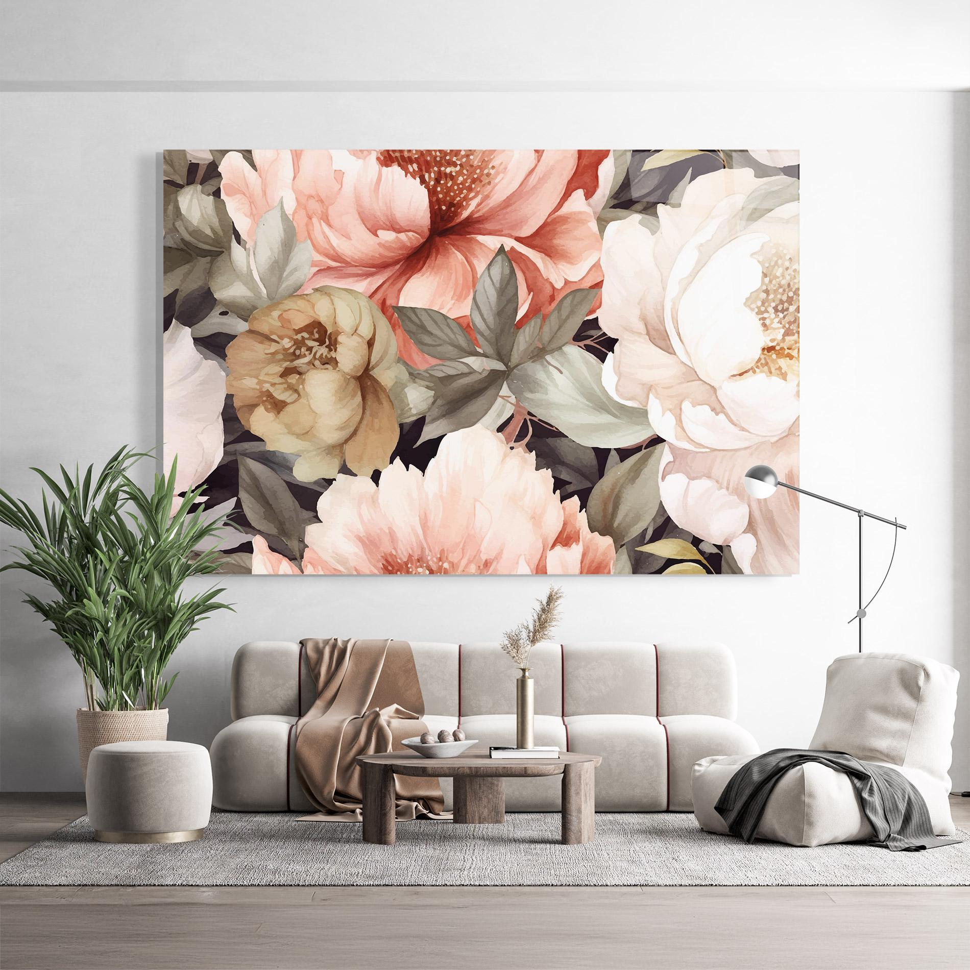 Glasbild Cream Pink Peony mockup 9