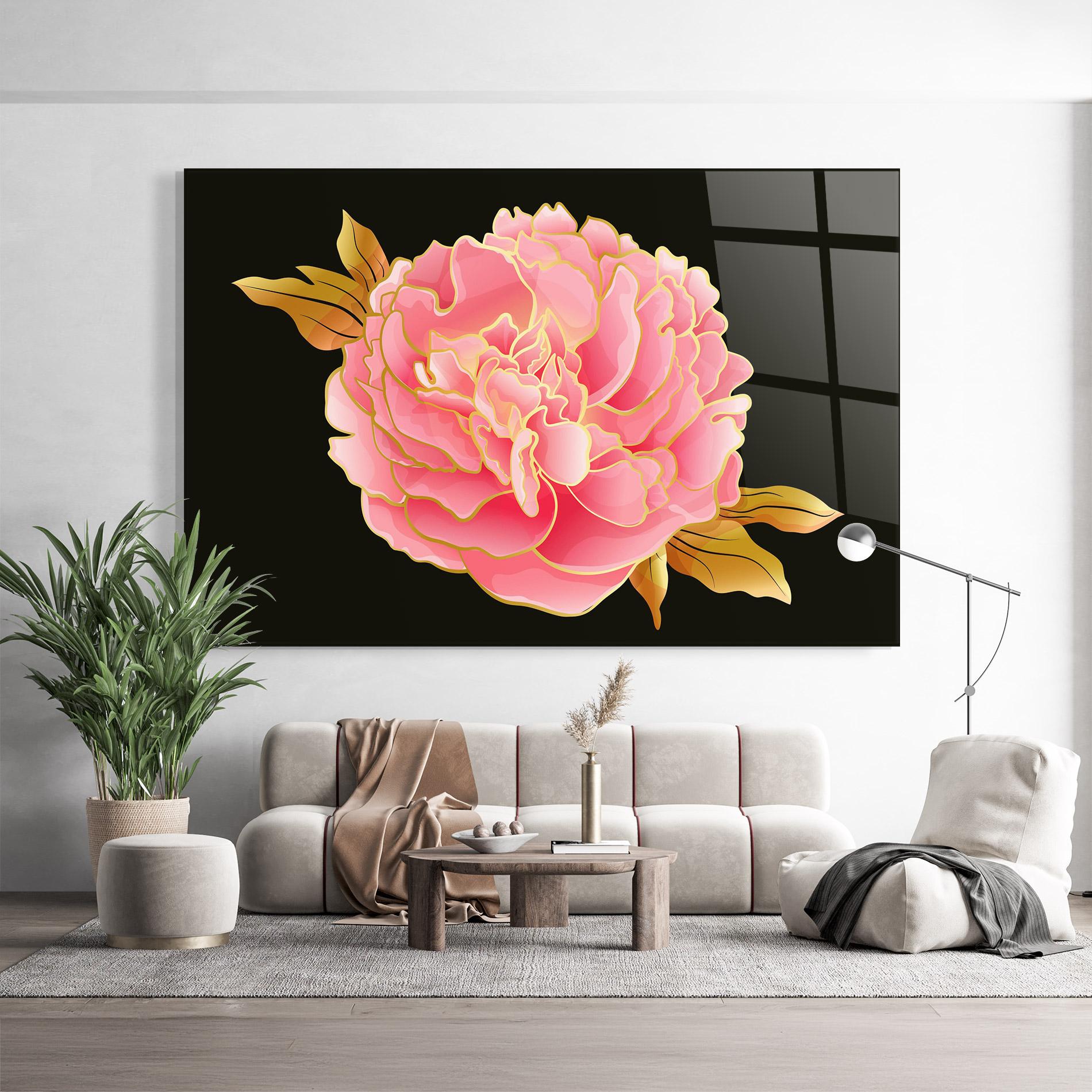 Glasbild Gold Pinkk Peony mockup 9
