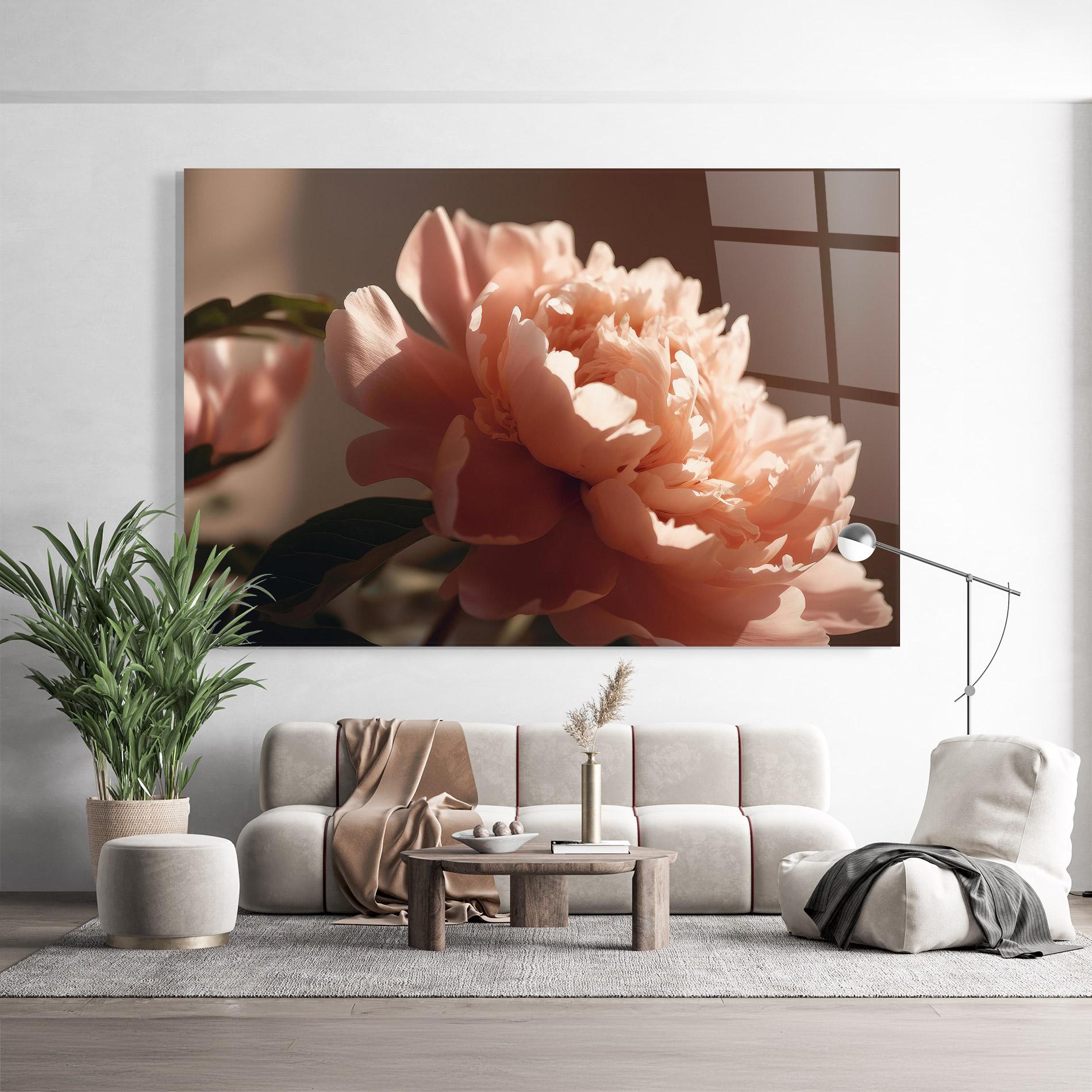 Glasbild Light Orange Peony View mockup 9
