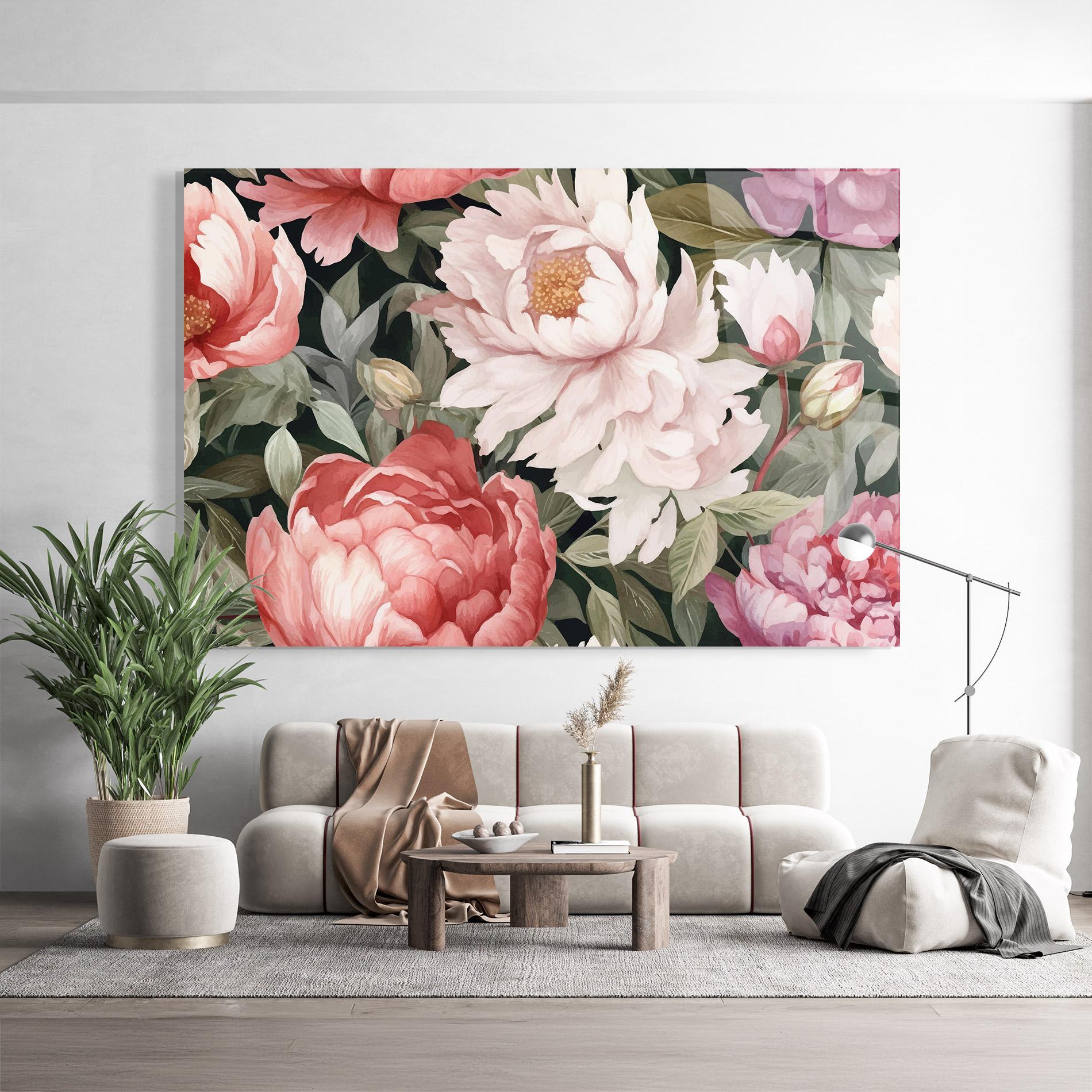 Glasbild Light Peony Art mockup 9