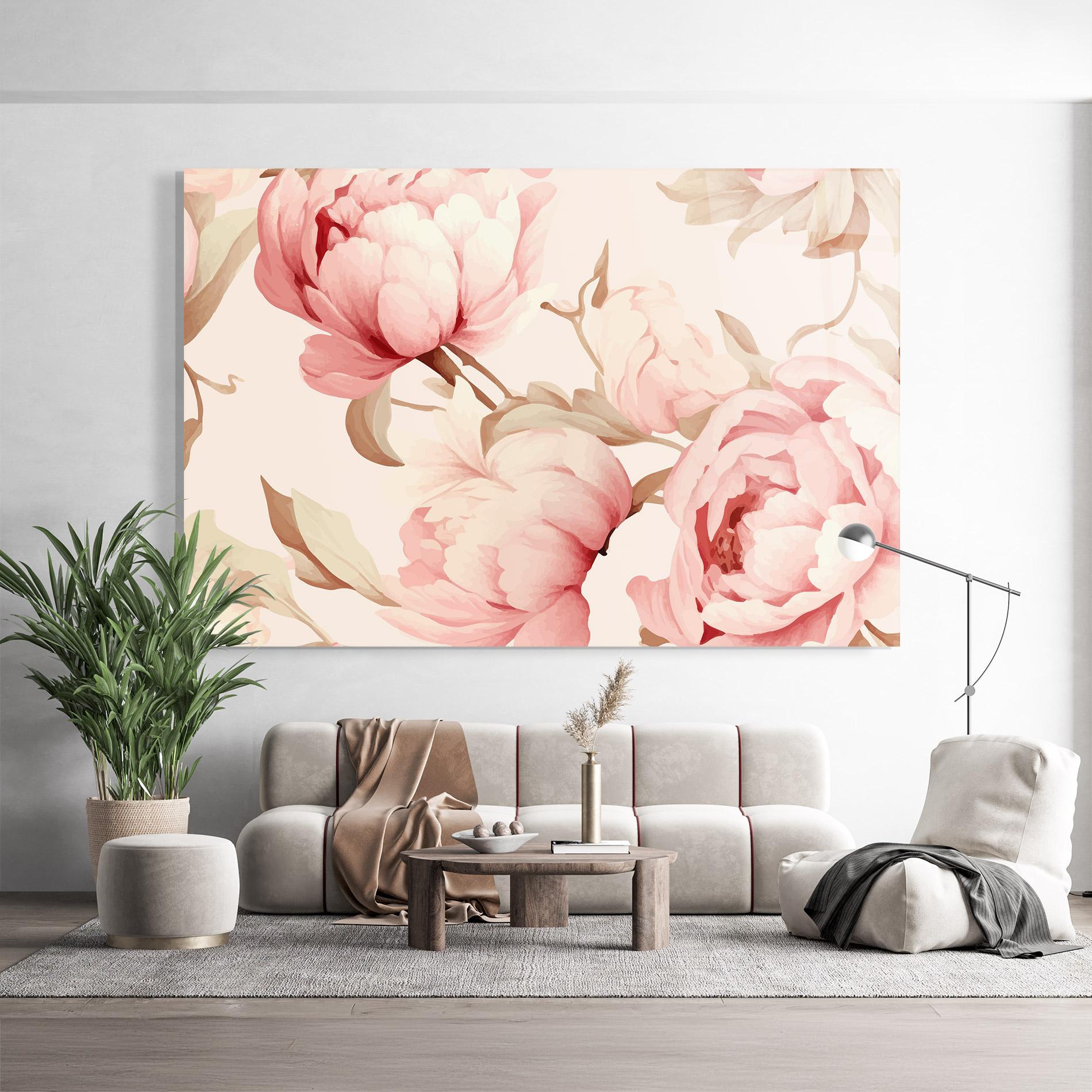 Glasbild Pastel Peony mockup 9