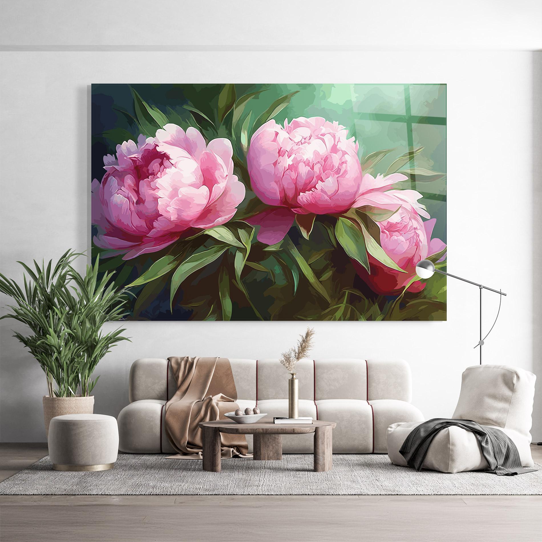 Glasbild Peonies Art mockup 9