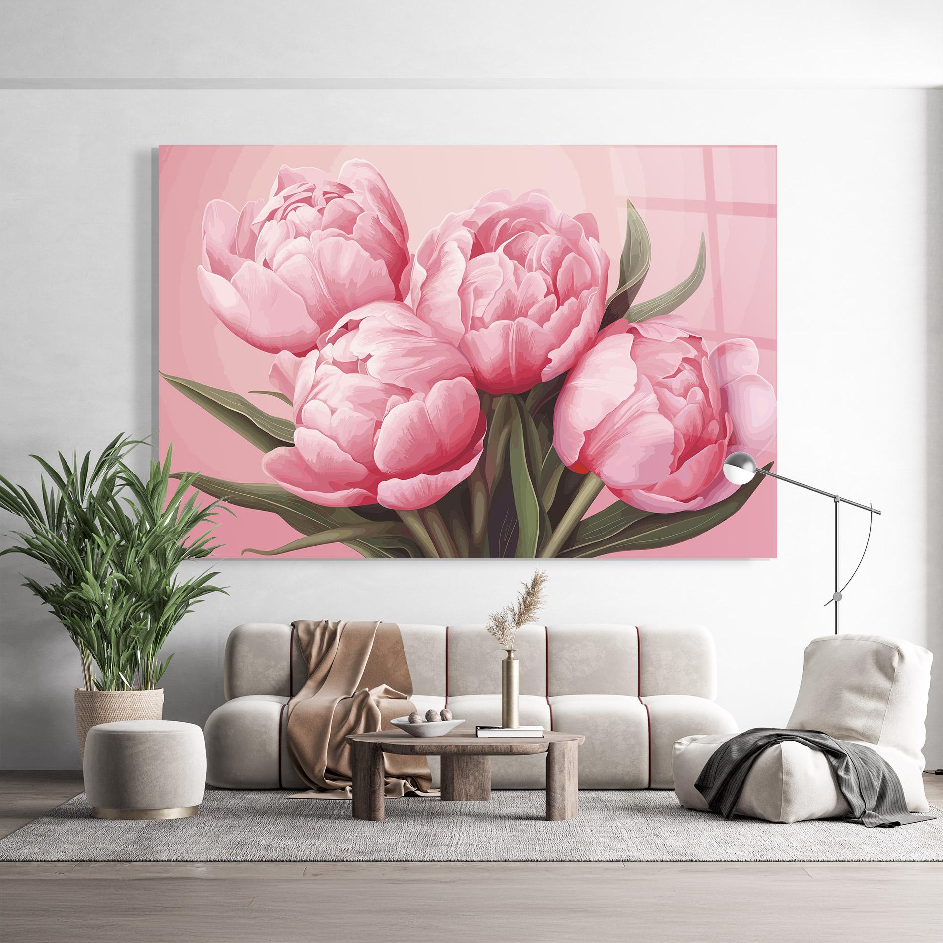 Glasbild Peony On Pink mockup 9
