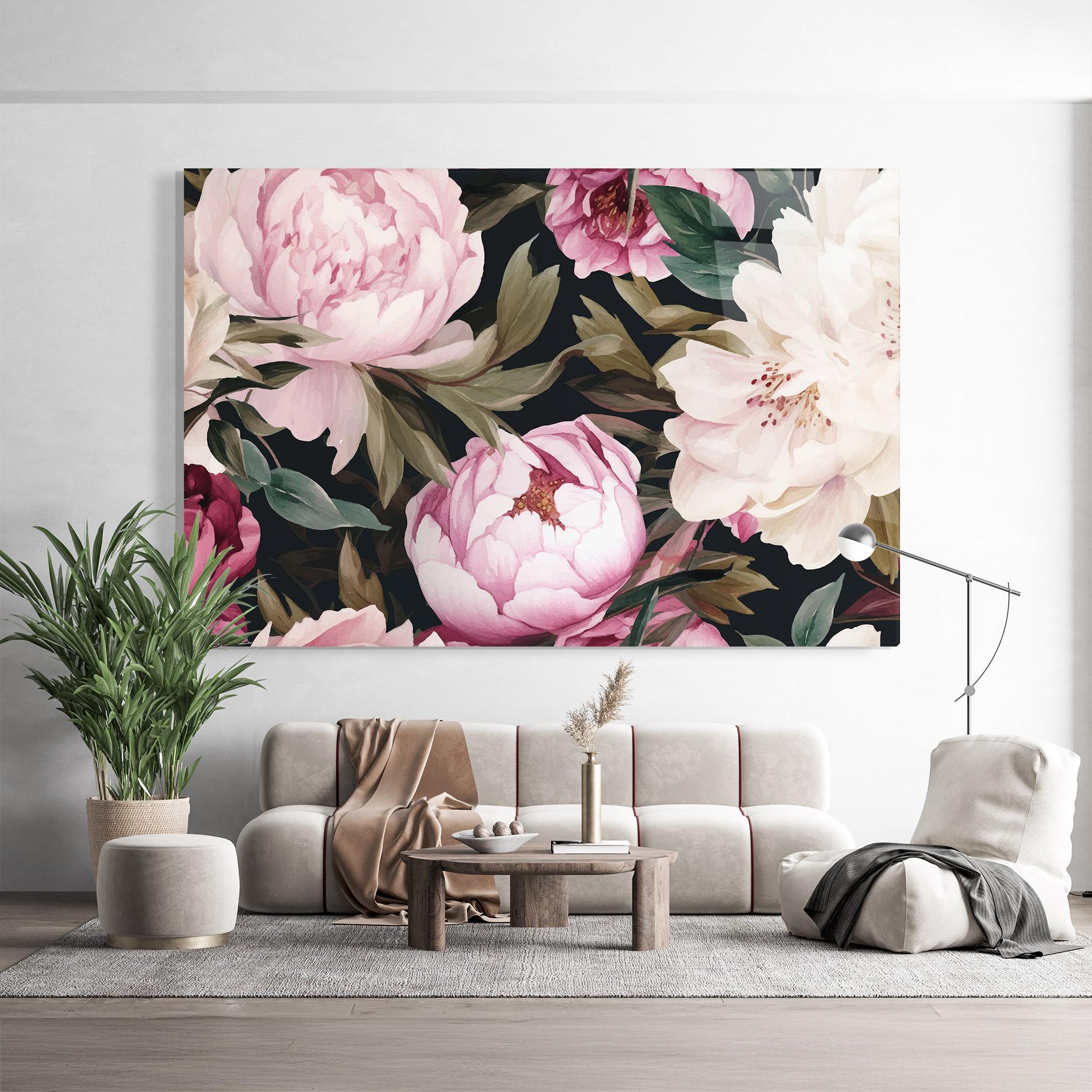 Glasbild Peony Paint mockup 9