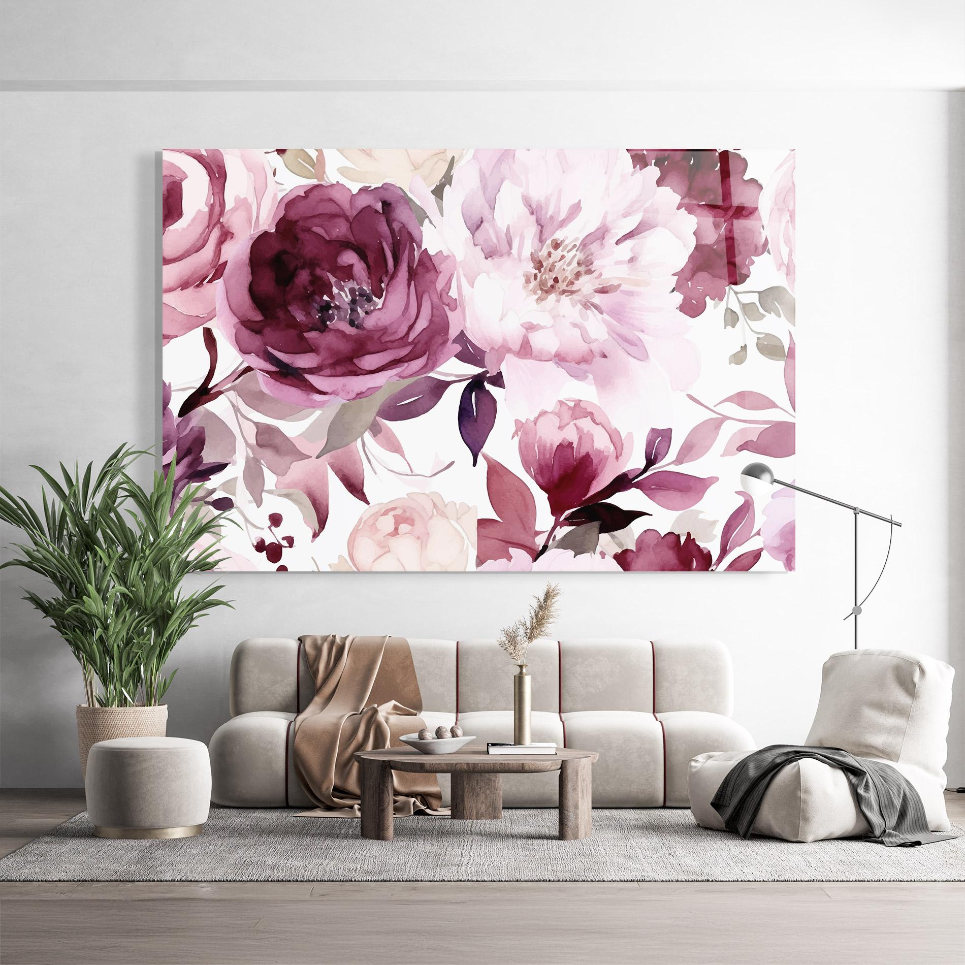 Glasbild Peony Pink Purple mockup 9