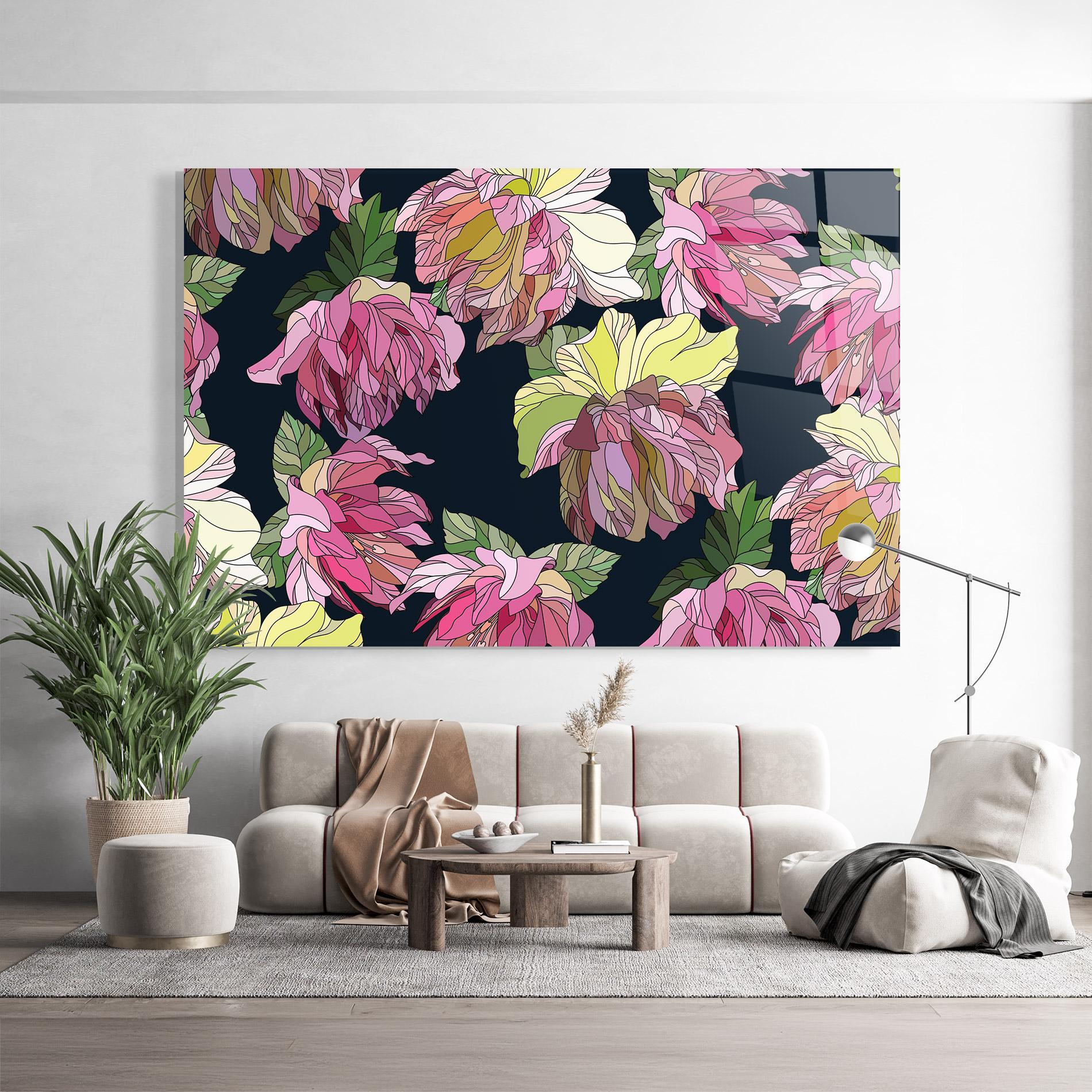 Glasbild Pretty Peony Art mockup 9