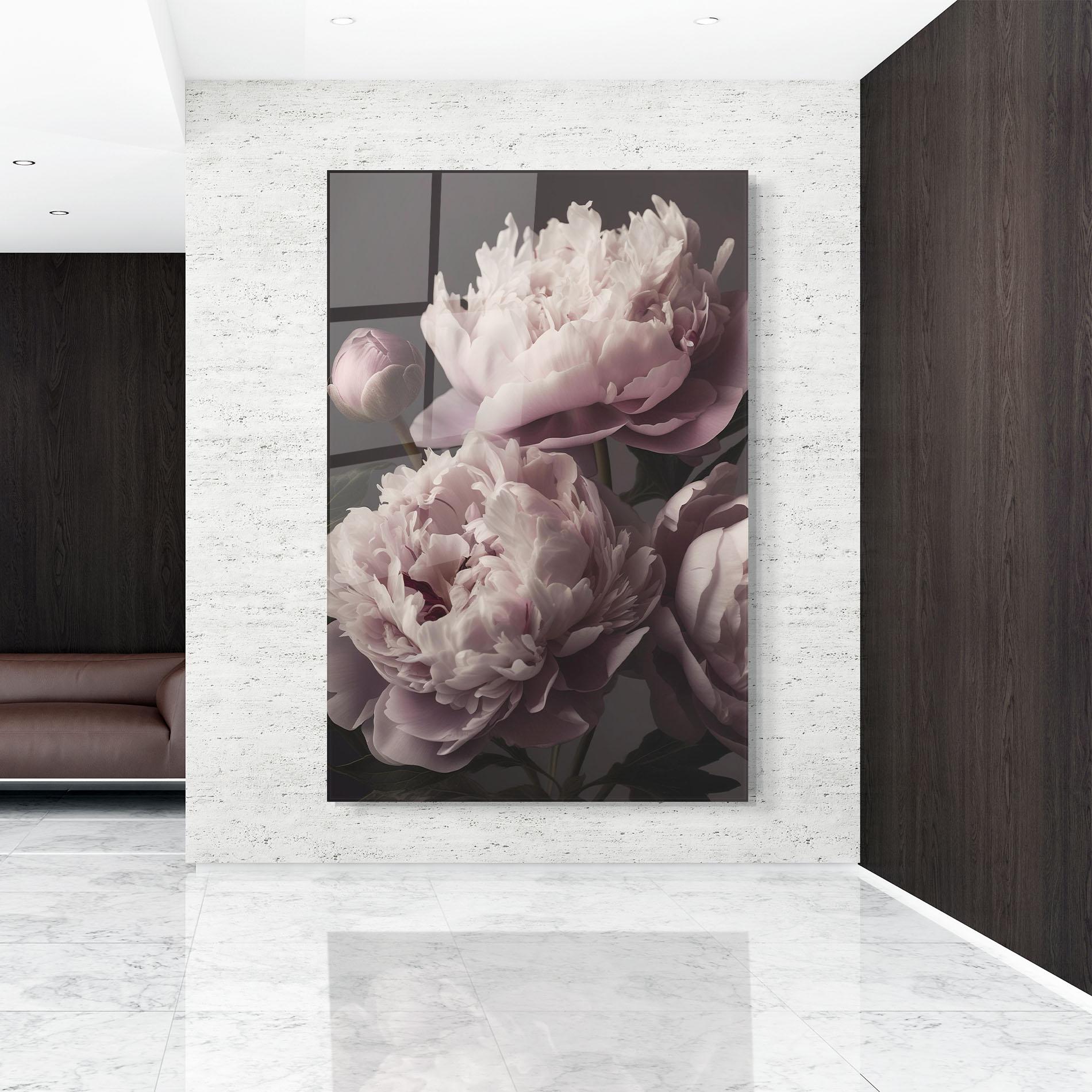 Glasbild Grey Pastel Pink Peony mockup 9