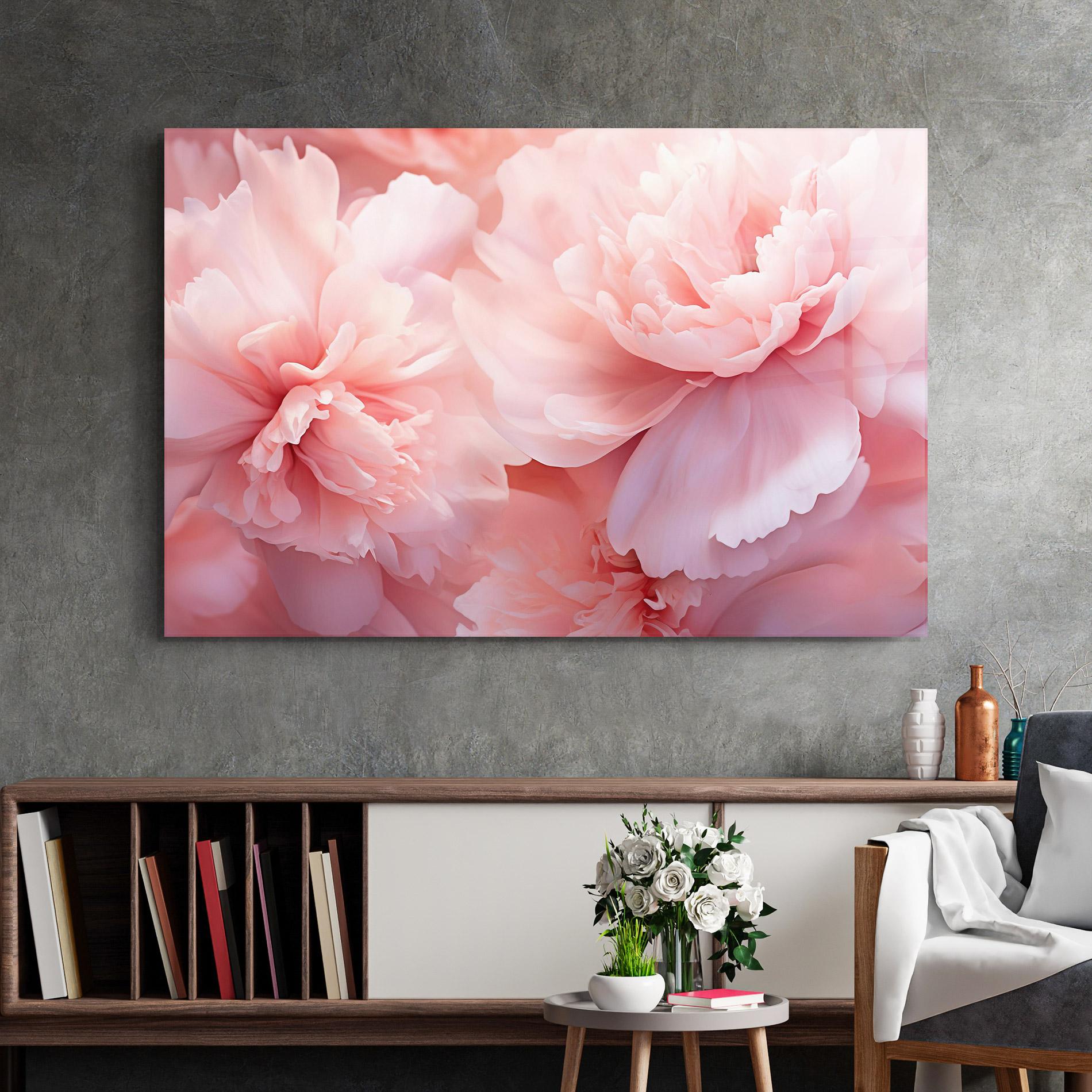 Glasbild Close Up Dreamy Peony mockup 2