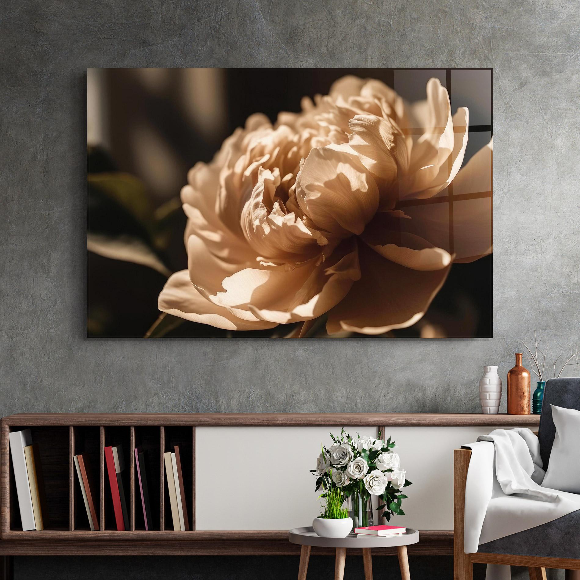 Glasbild Cream Peony mockup 2